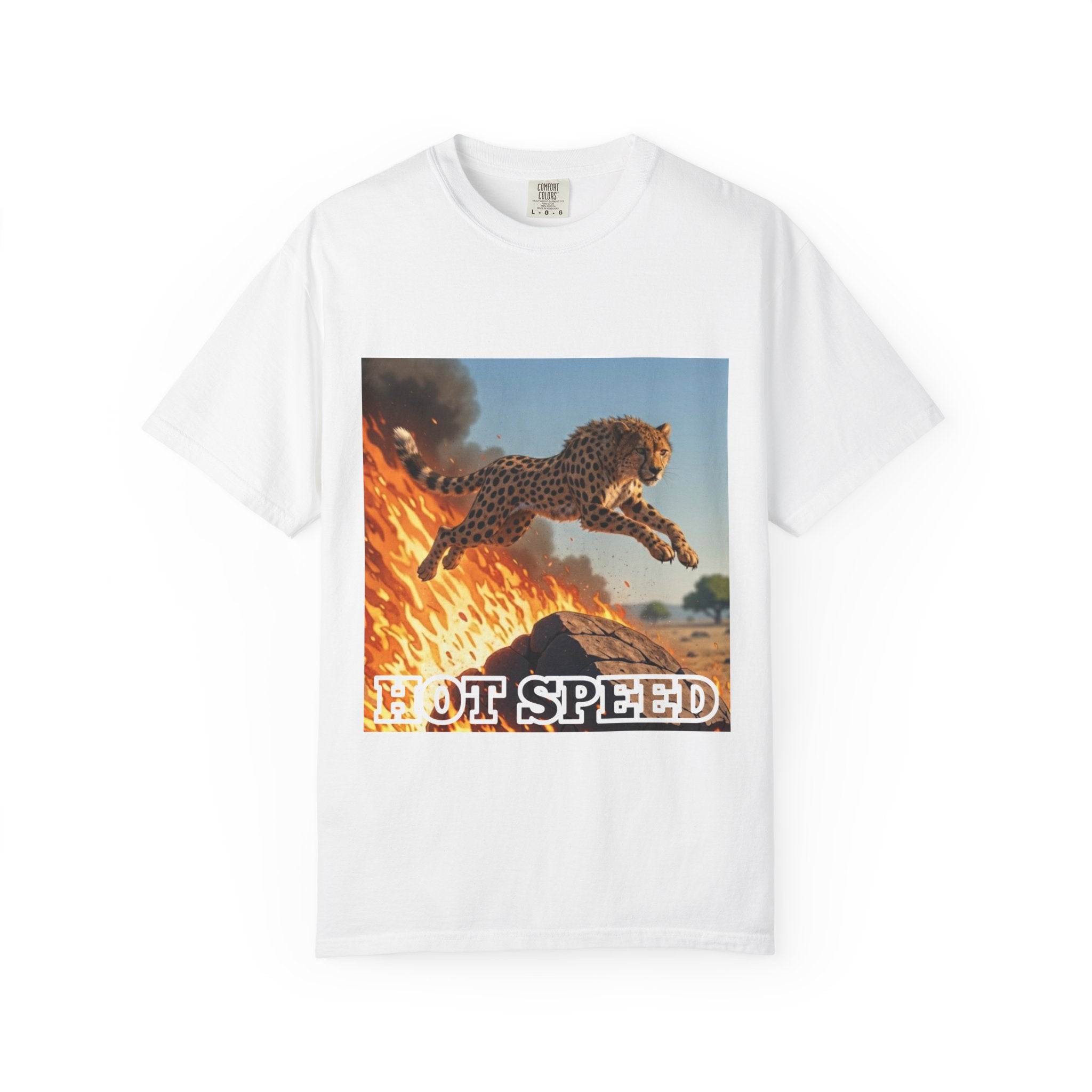 T-Shirt — 'Hot Speed' Cheetah Graphic Tee (Retro Action Animal Design)