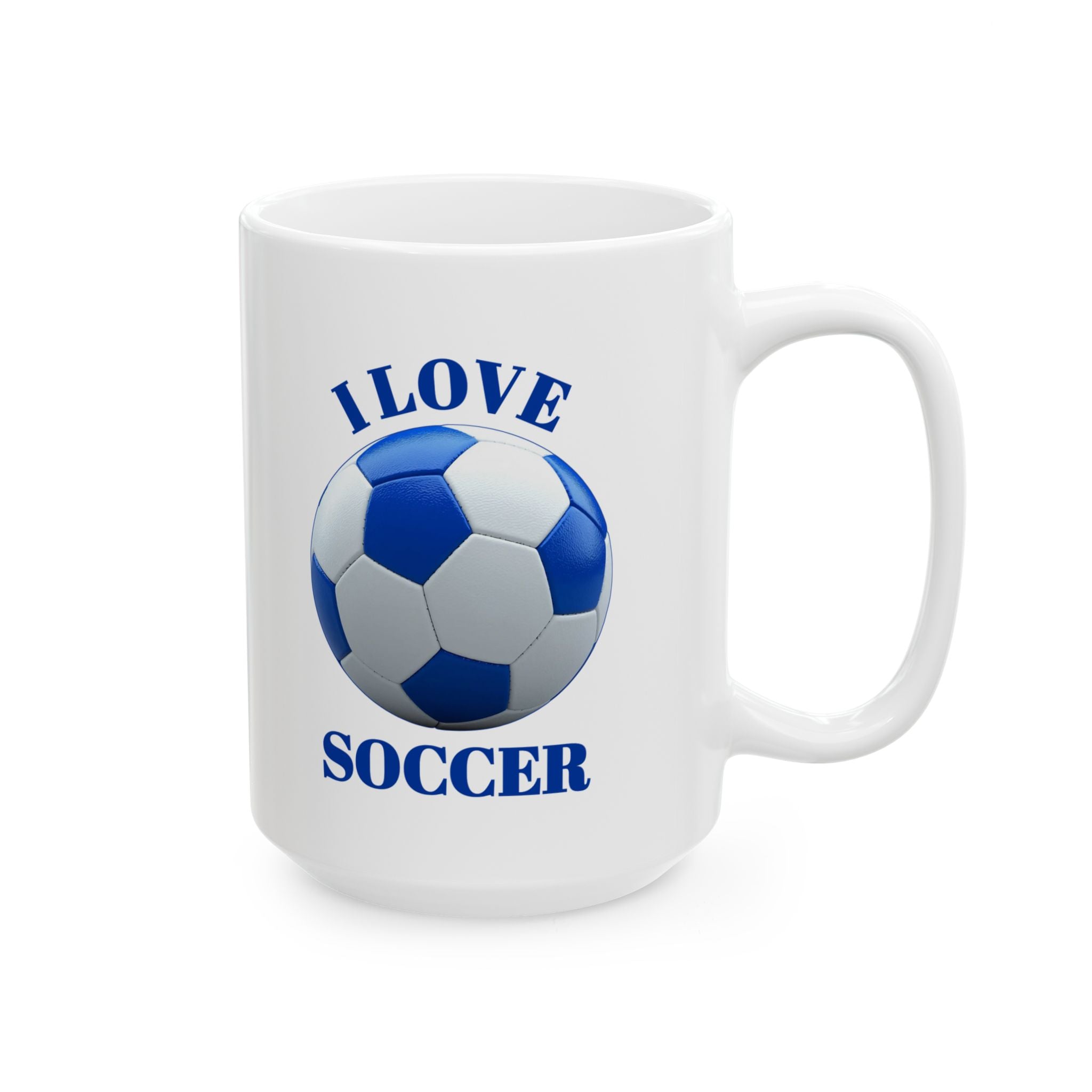 Soccer Mom Ceramic Mug — Blue Soccer Ball Coffee Cup (11oz & 15oz)