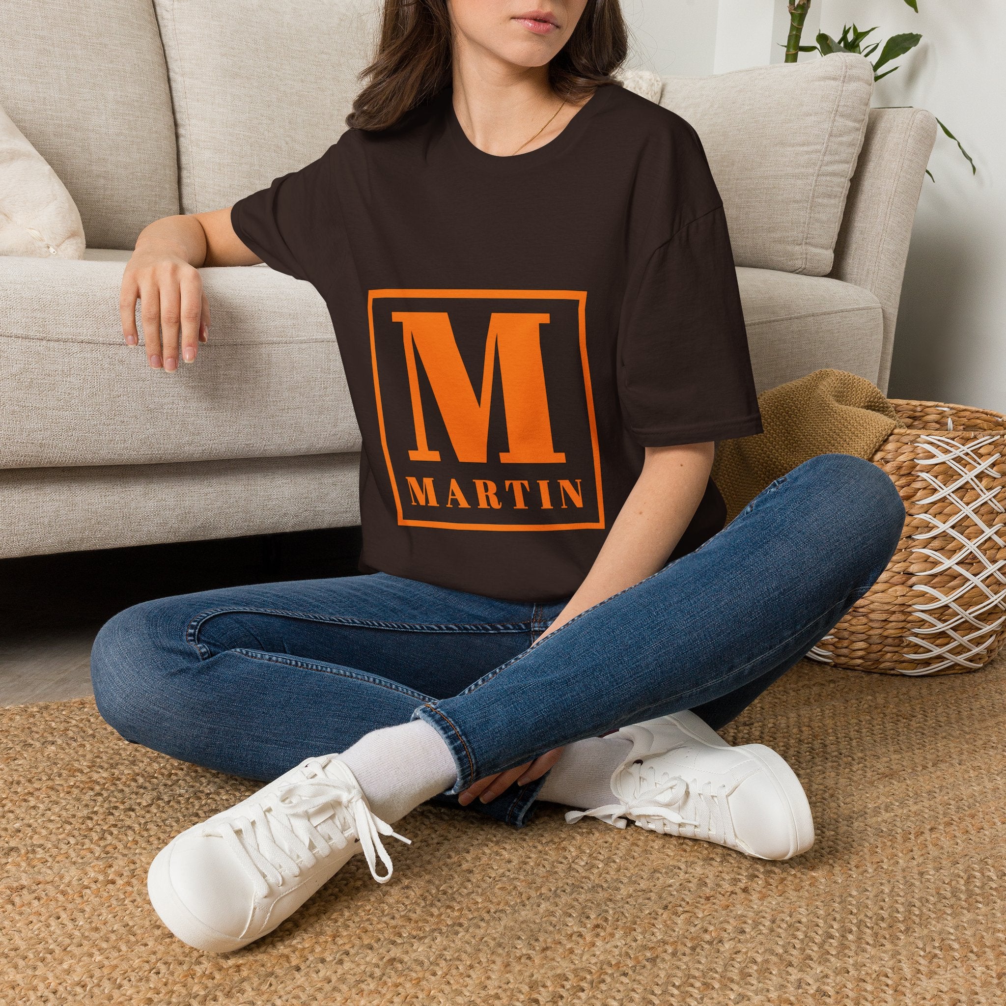 Monogram M Martin T‑Shirt — Orange Block Initial Tee
