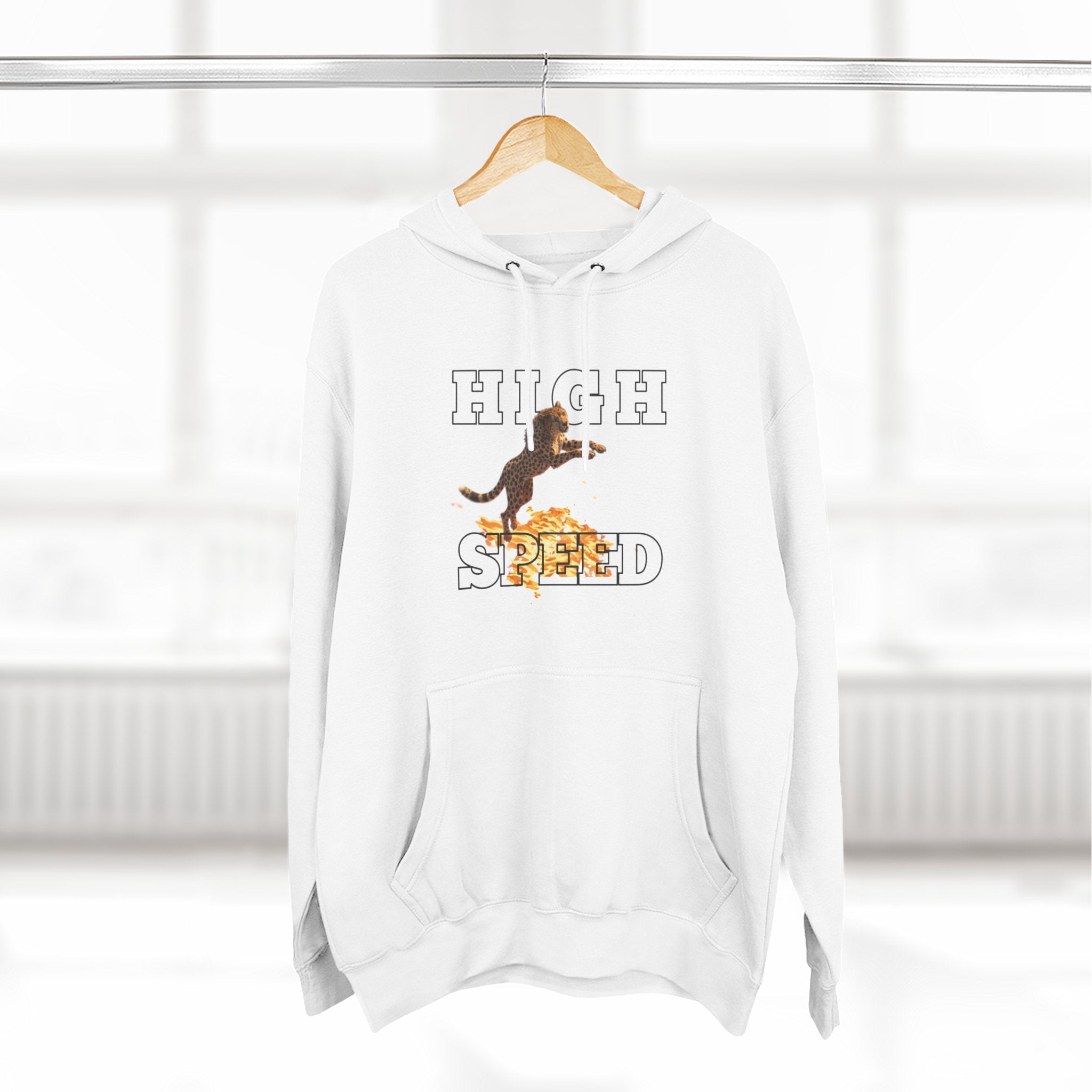High Speed Cheetah Hoodie — Retro T-Rex Graphic Fleece Pullover