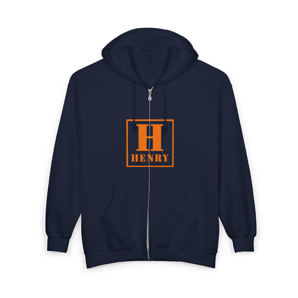 Henry Monogram Hoodie — Personalized Orange 'H' Zip-Up Sweatshirt