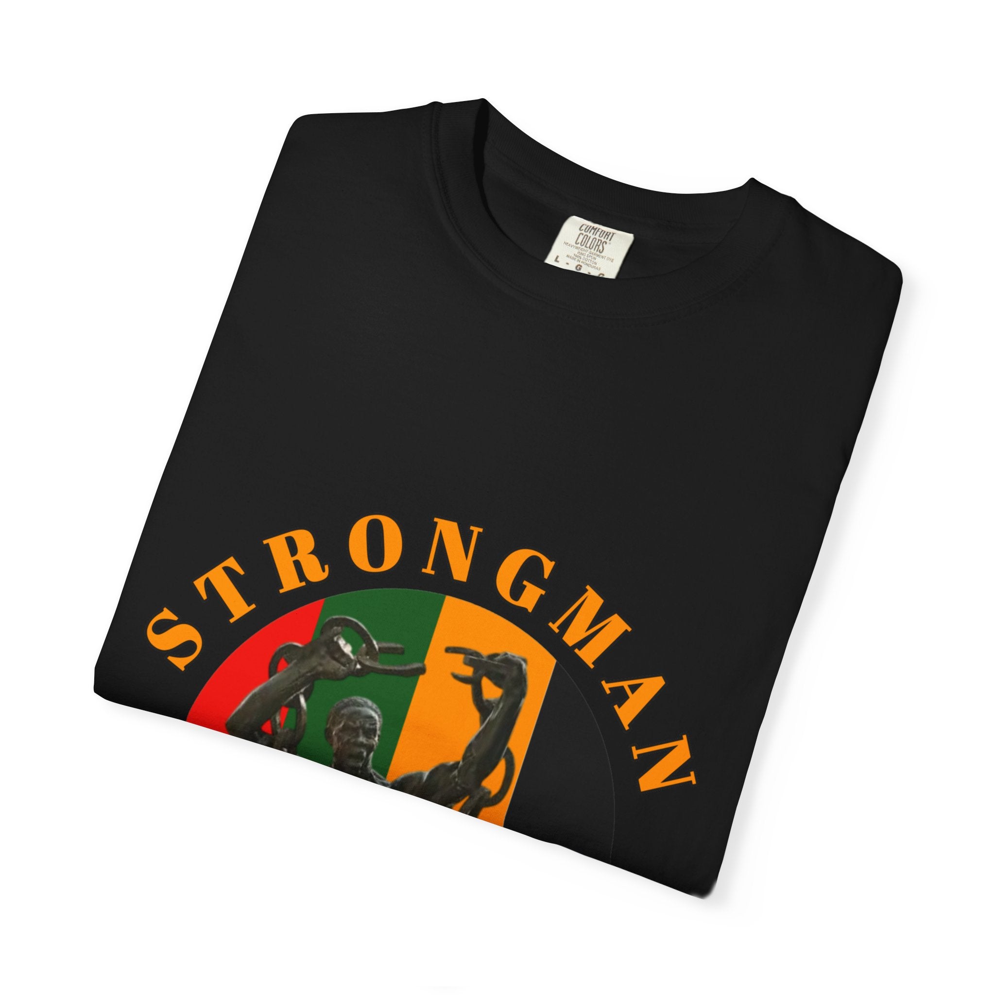 Strongman Statue Vintage-Style T-Shirt — Retro Weightlifting Graphic Tee