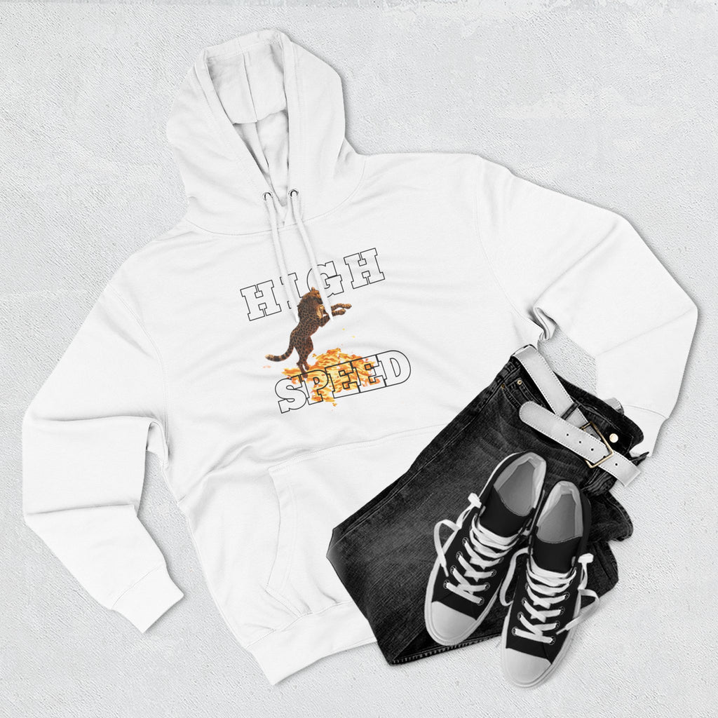 High Speed Cheetah Hoodie — Retro T-Rex Graphic Fleece Pullover