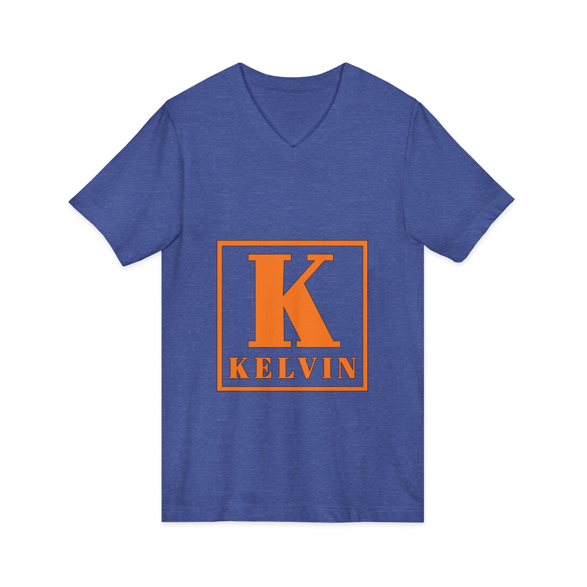 Kelvin Monogram V‑Neck Tee - Orange Initial K Shirt