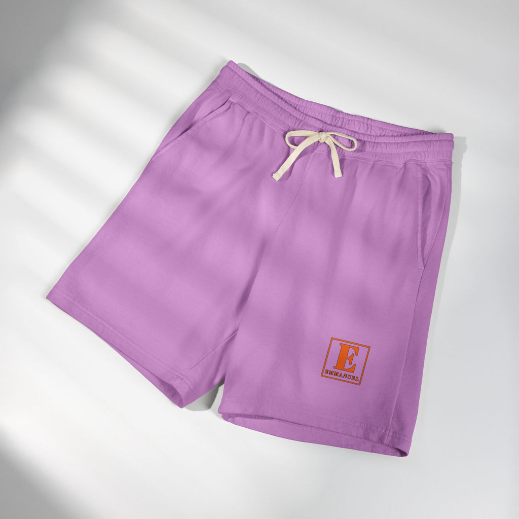 Lightweight Garment-Dyed Fleece Sweat Shorts — Cream Casual Lounge Shorts with Small ‘E’ Logo