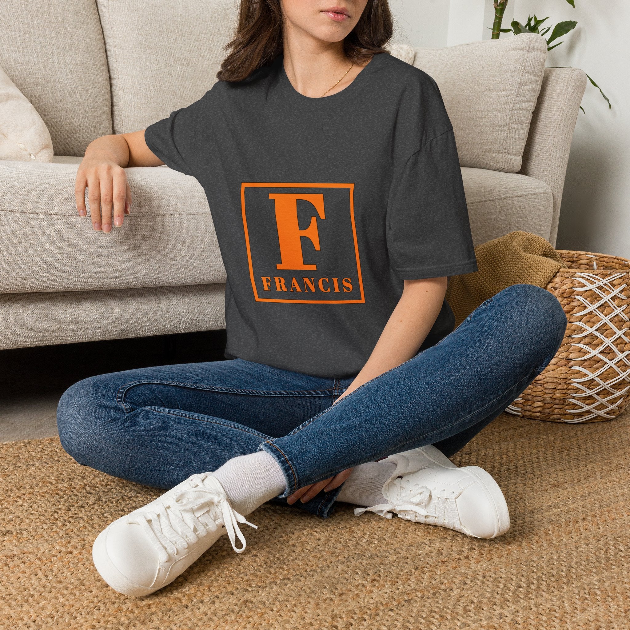 Monogram F Initial T-Shirt — Personalized 'Francis' Vintage Block Letter Tee