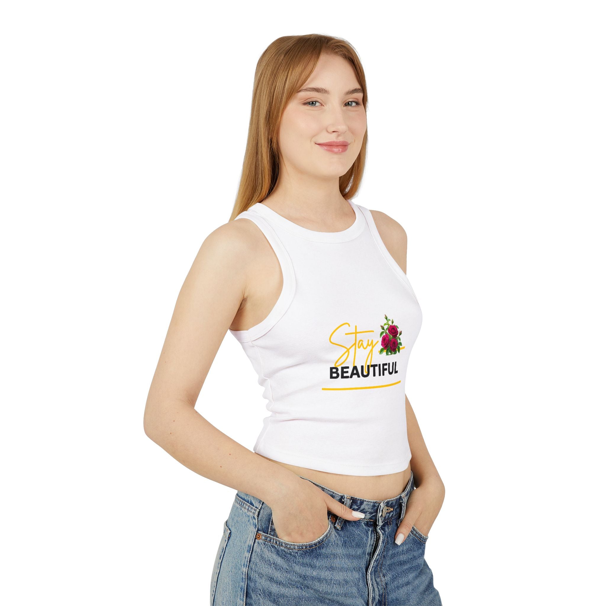 Stay Beautiful Floral Racer Tank Top