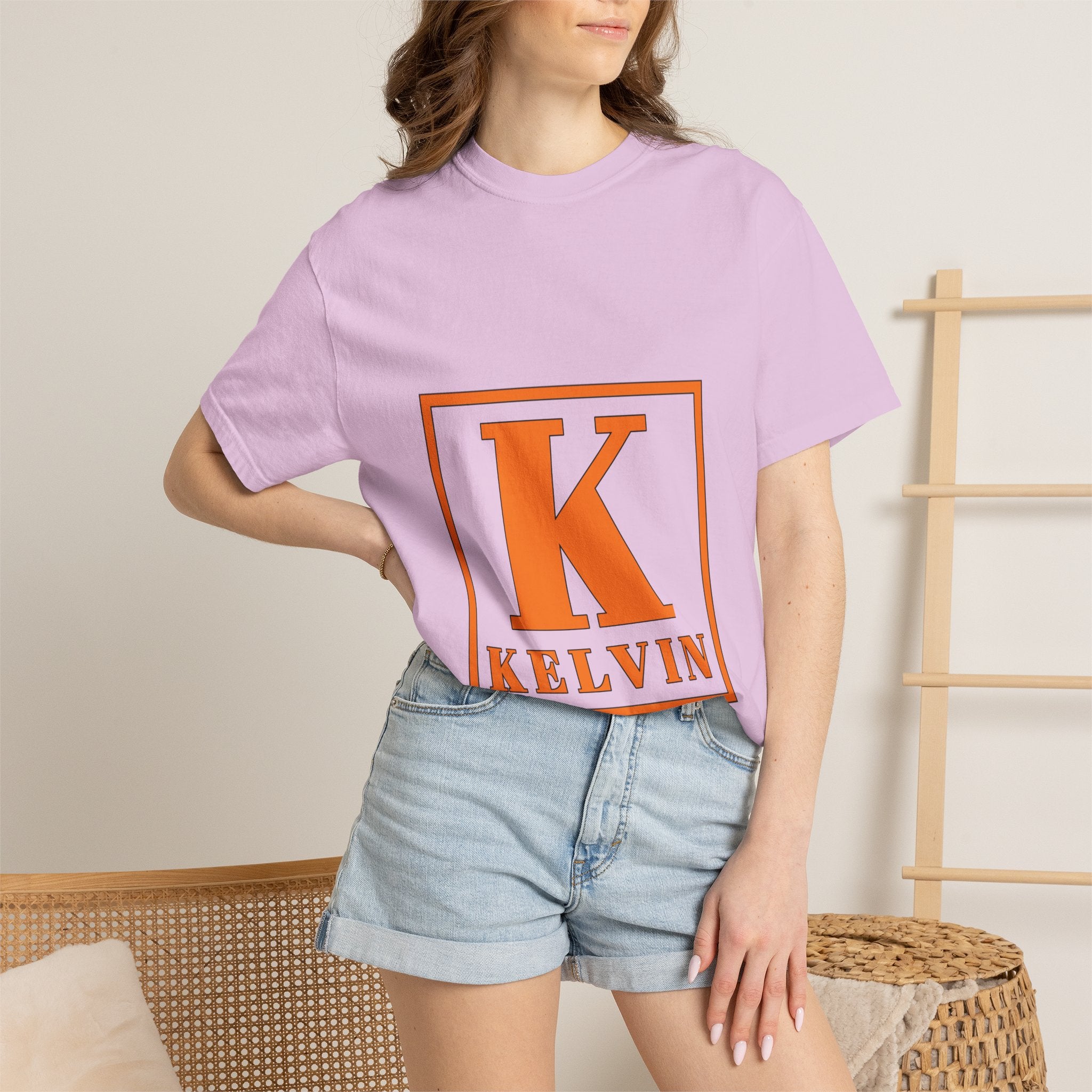 Kelvin Monogram T-Shirt — Bold Orange Initial Tee