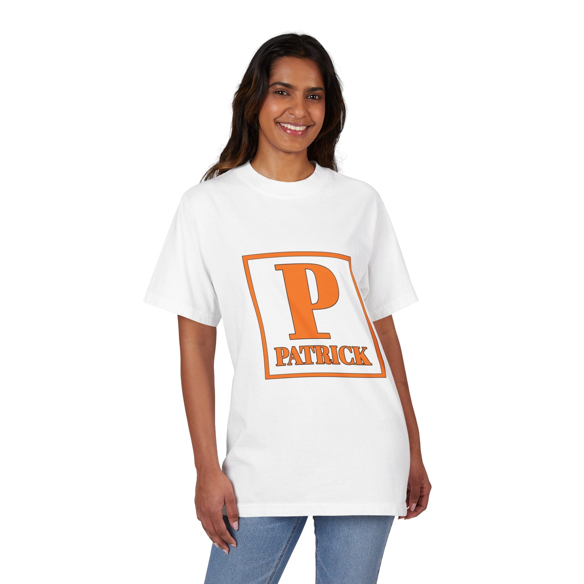 Patrick Initial T‑Shirt — Orange Monogram Tee