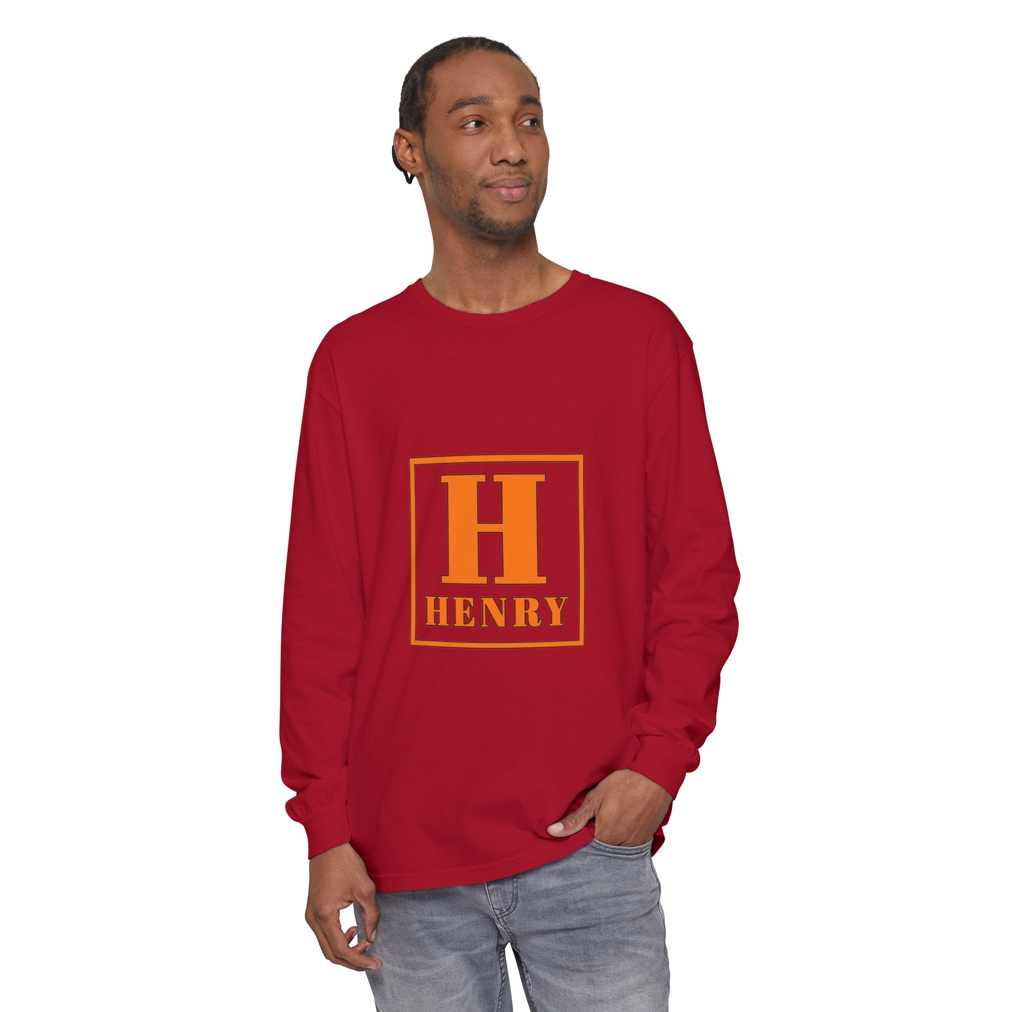 Henry Monogram Long Sleeve T‑Shirt — Personalized Block Initial Tee