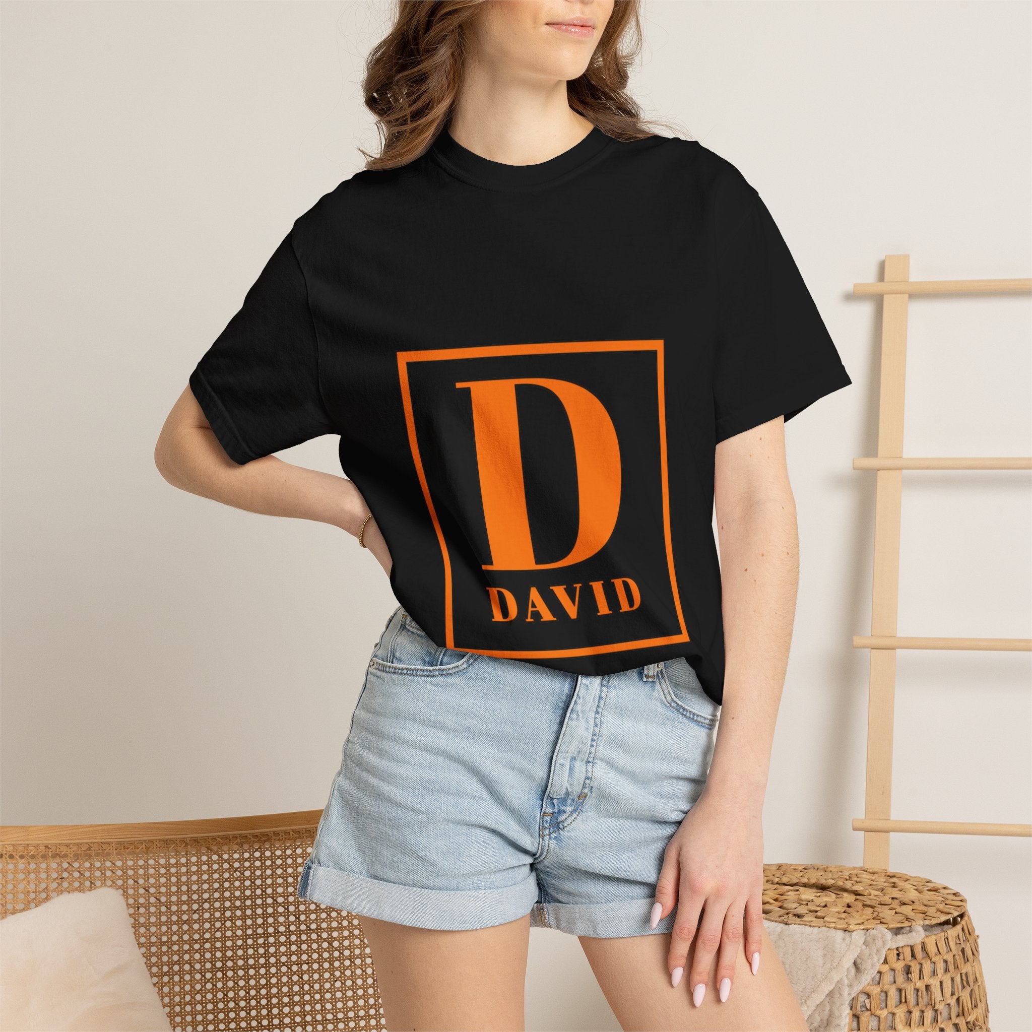 David Monogram T-Shirt — Bold Initial Box Graphic