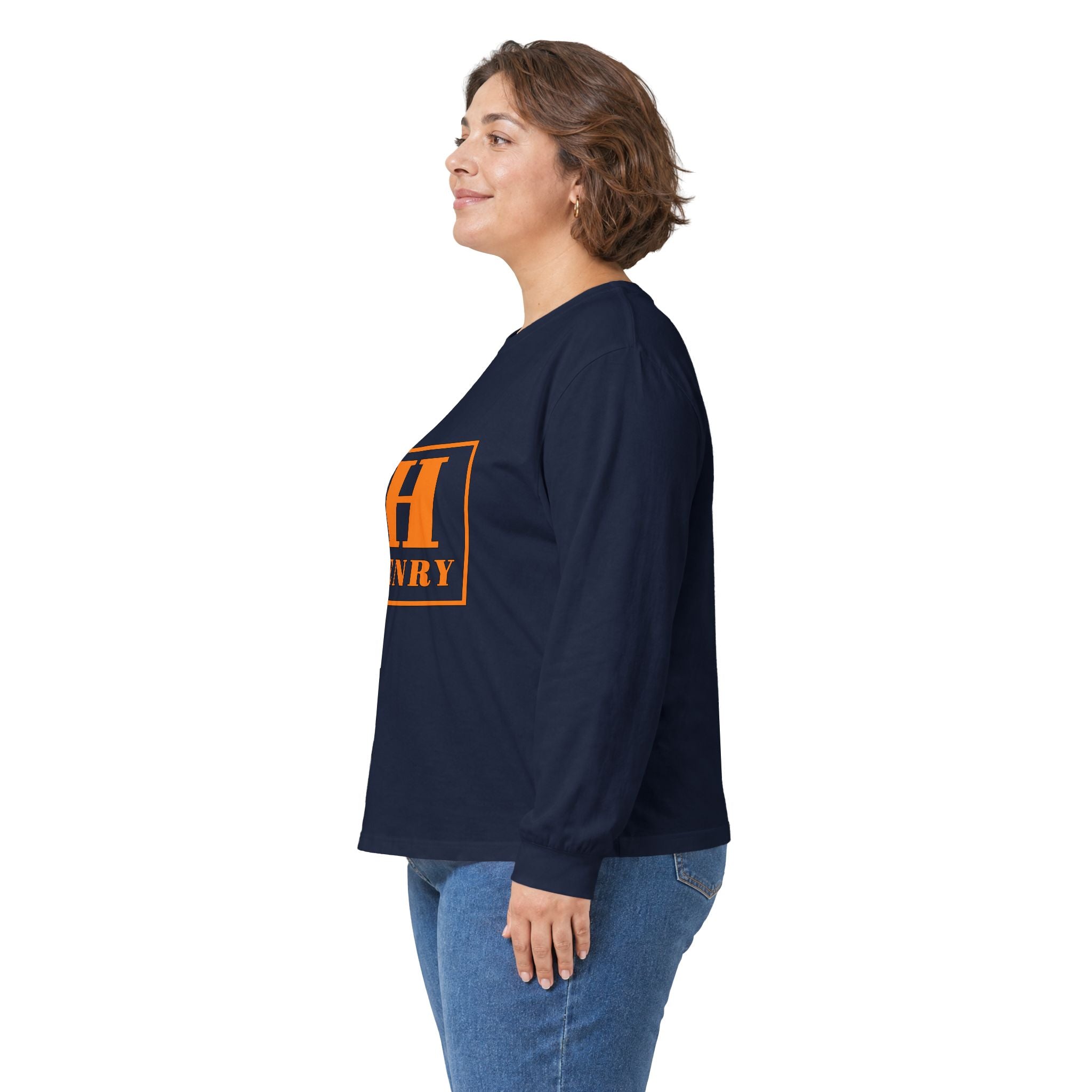Personalized 'Henry' Initial Long Sleeve Tee — Orange Monogram Shirt