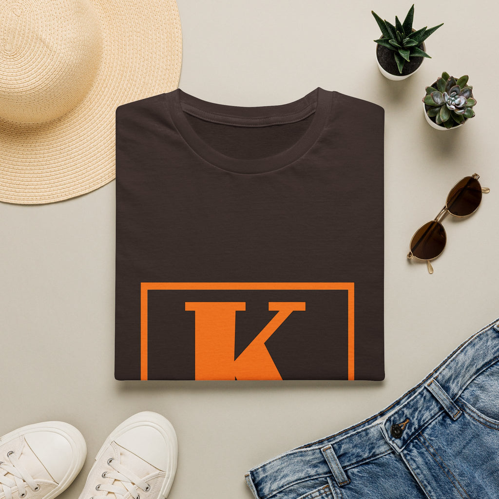 Kelvin Monogram T-Shirt — Bold Orange 'K' Initial Tee