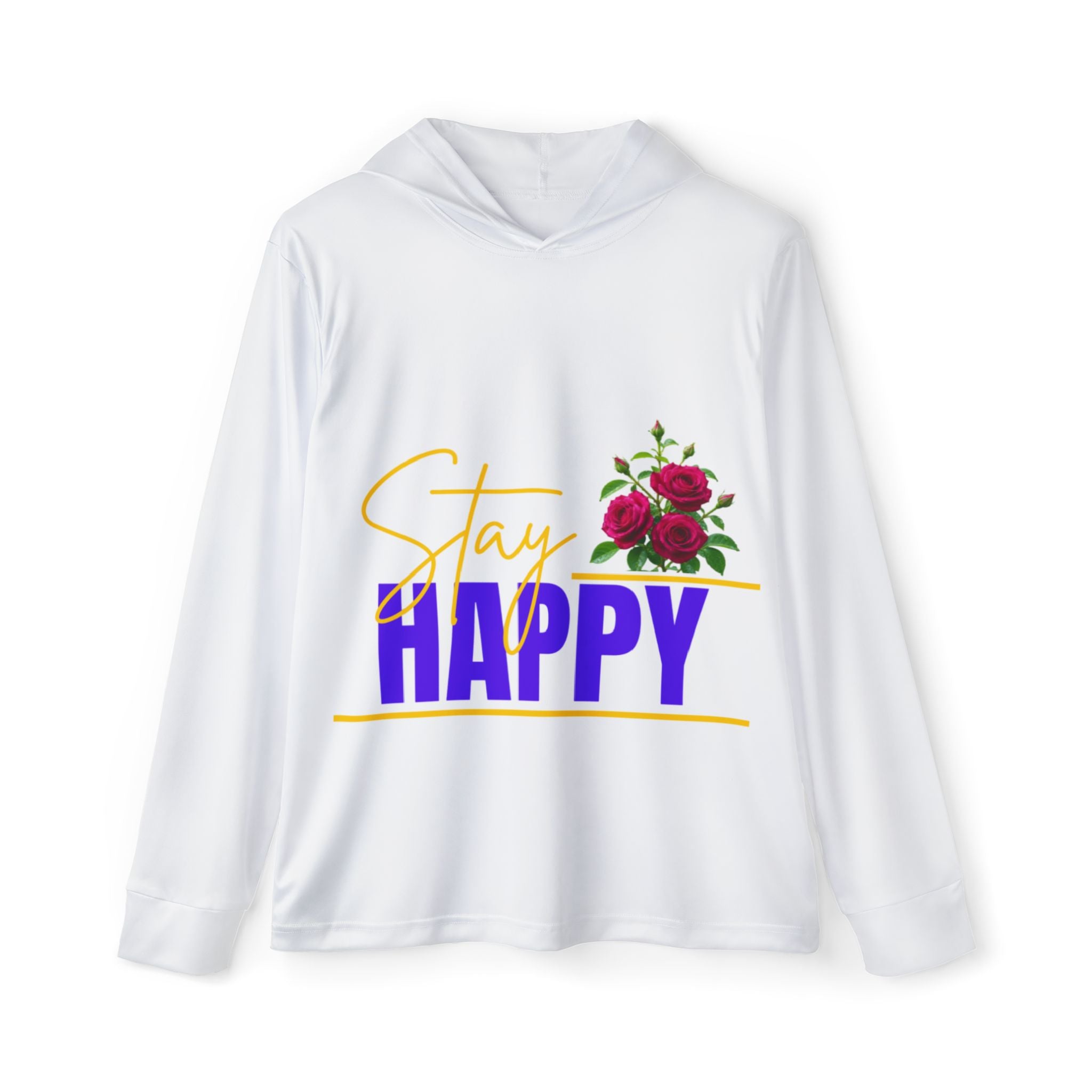 Stay Happy Floral Hoodie — Men's Lightweight Sports Warmup Hoodie