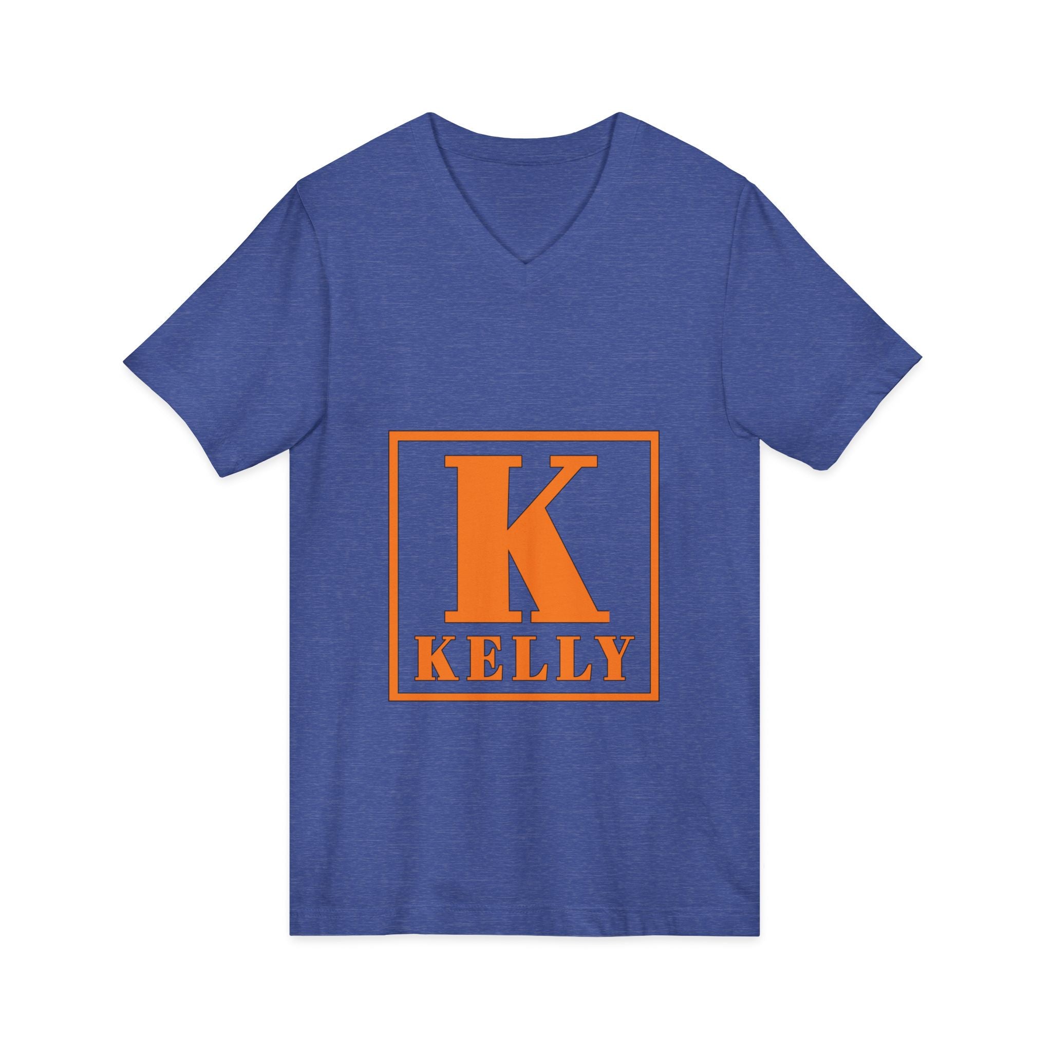 Kelly Monogram V-Neck Tee - Orange Initial K Personalized Shirt