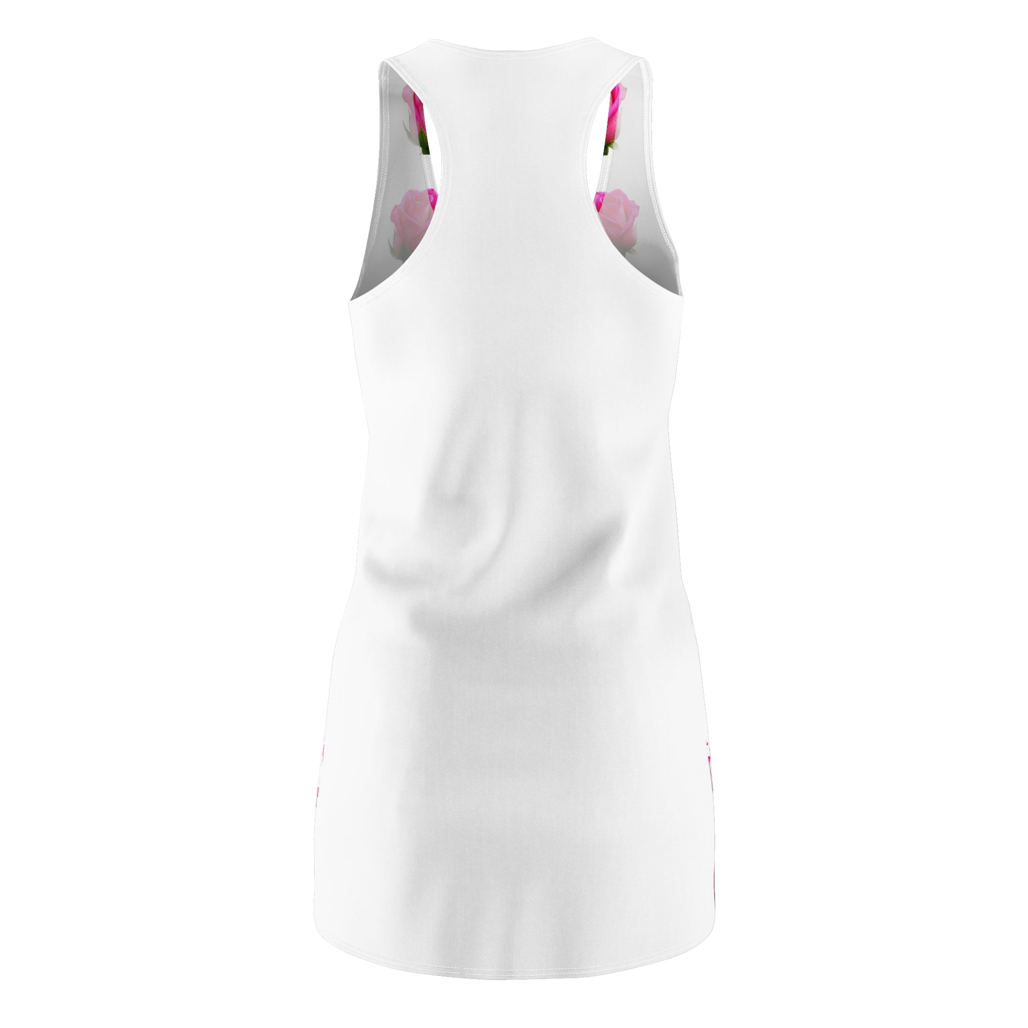 Pink Rose Pattern Racerback Dress — Floral All-Over-Print Sundress