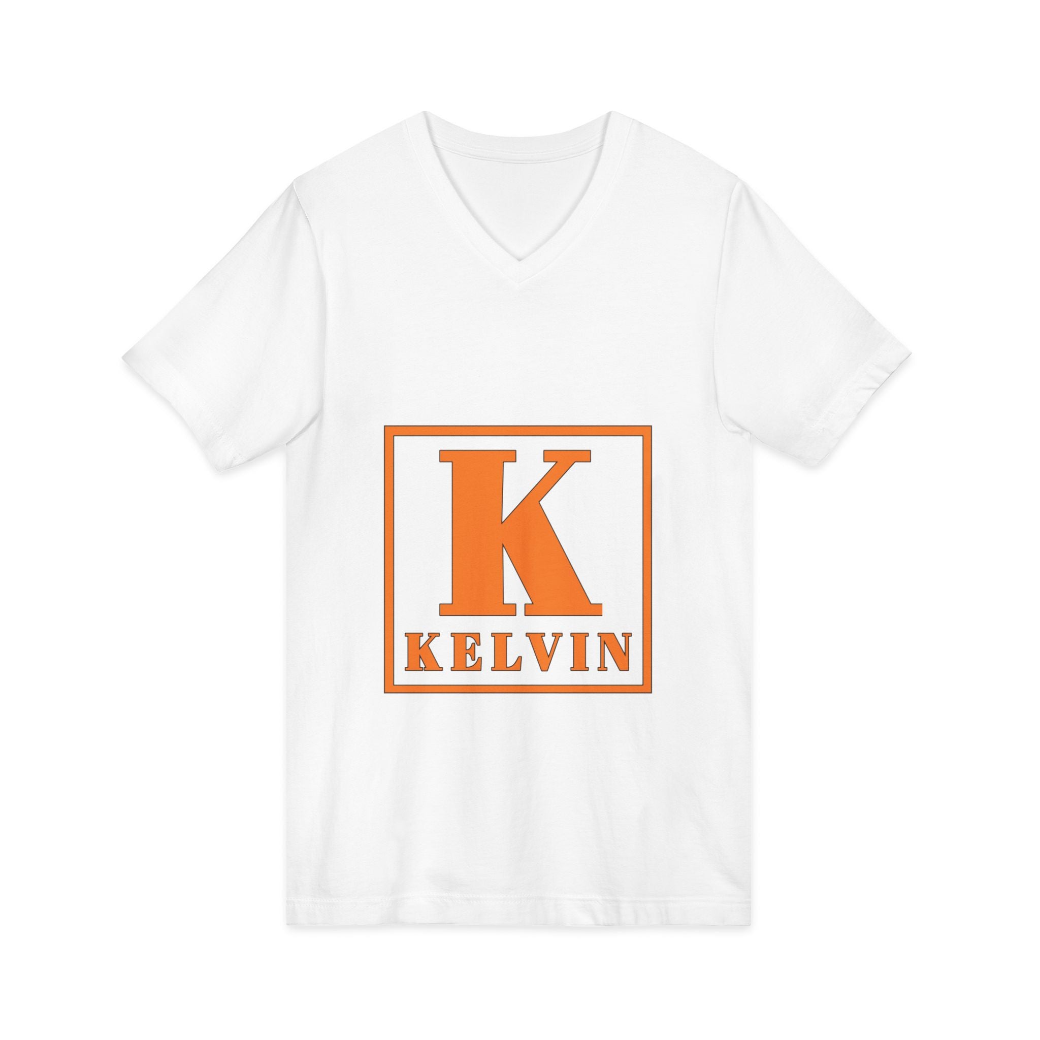 Kelvin Monogram V‑Neck Tee - Orange Initial K Shirt