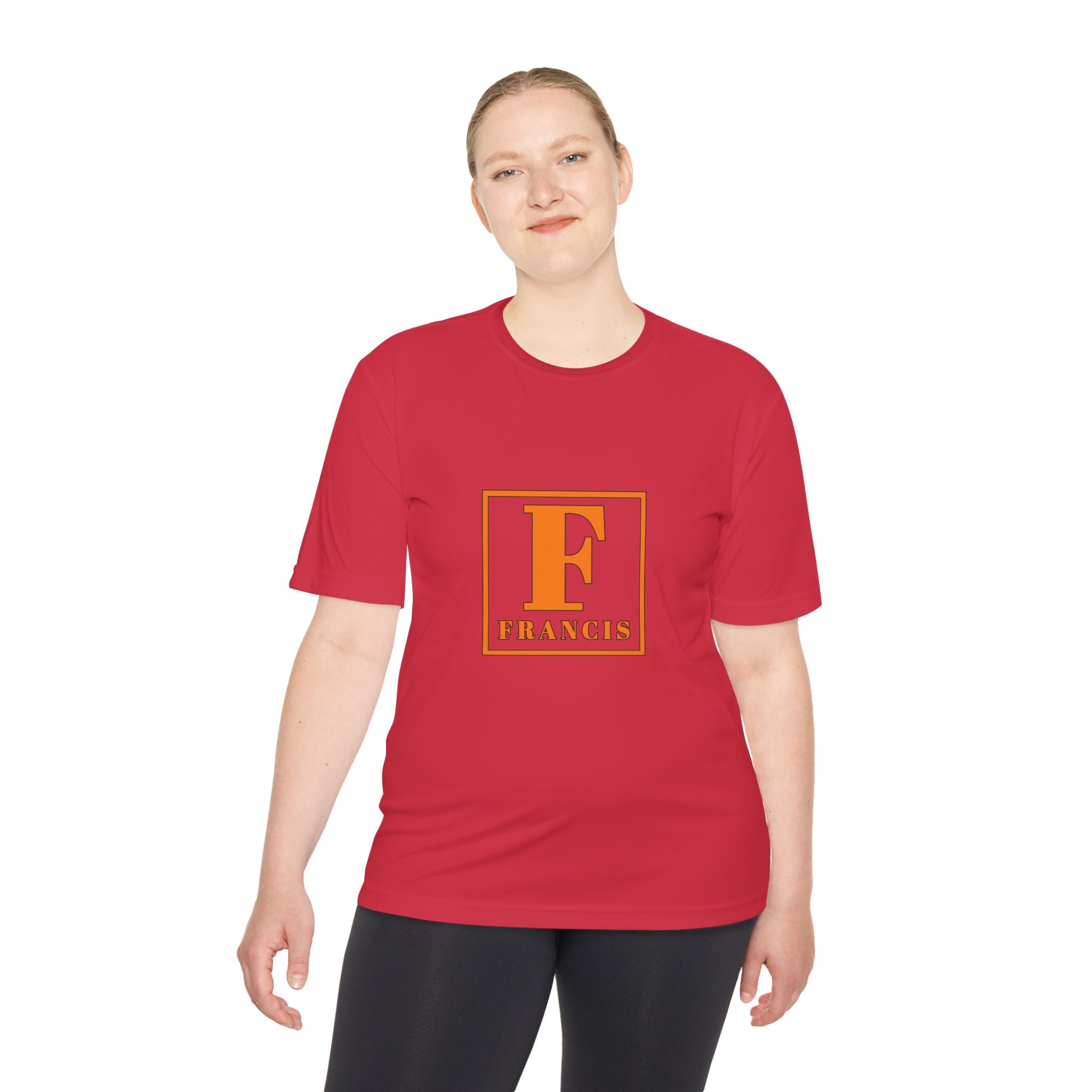 Francis Initial Tee — Orange Block Monogram Moisture-Wicking Shirt