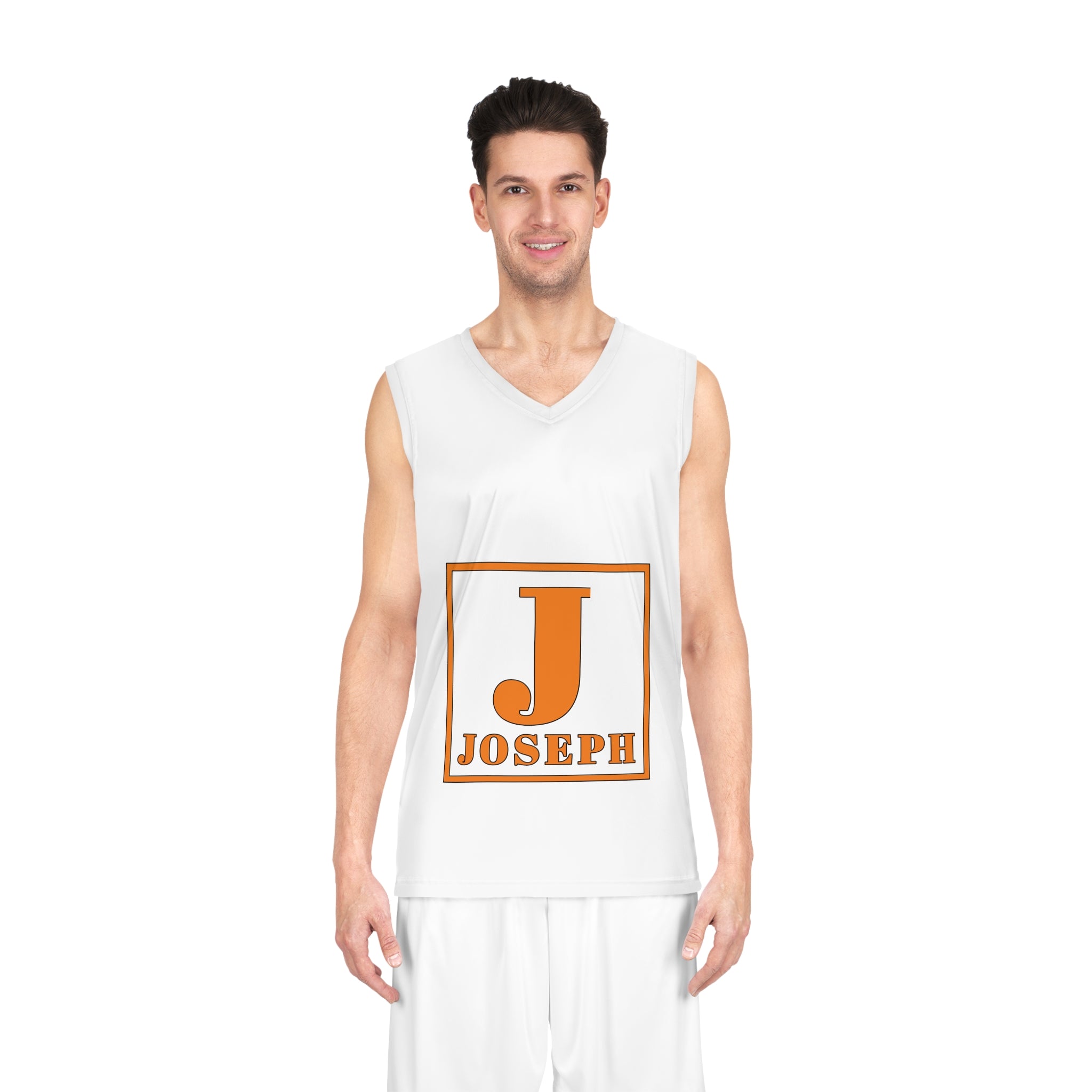 Personalized Basketball Jersey - Orange 'J' Joseph Name Athletic Tank