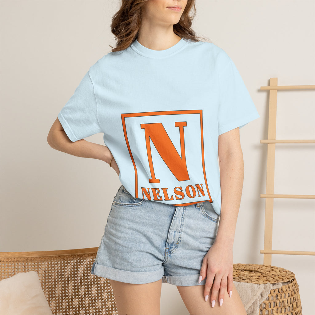 Nelson Monogram T-Shirt — Retro Block Letter Graphic Tee