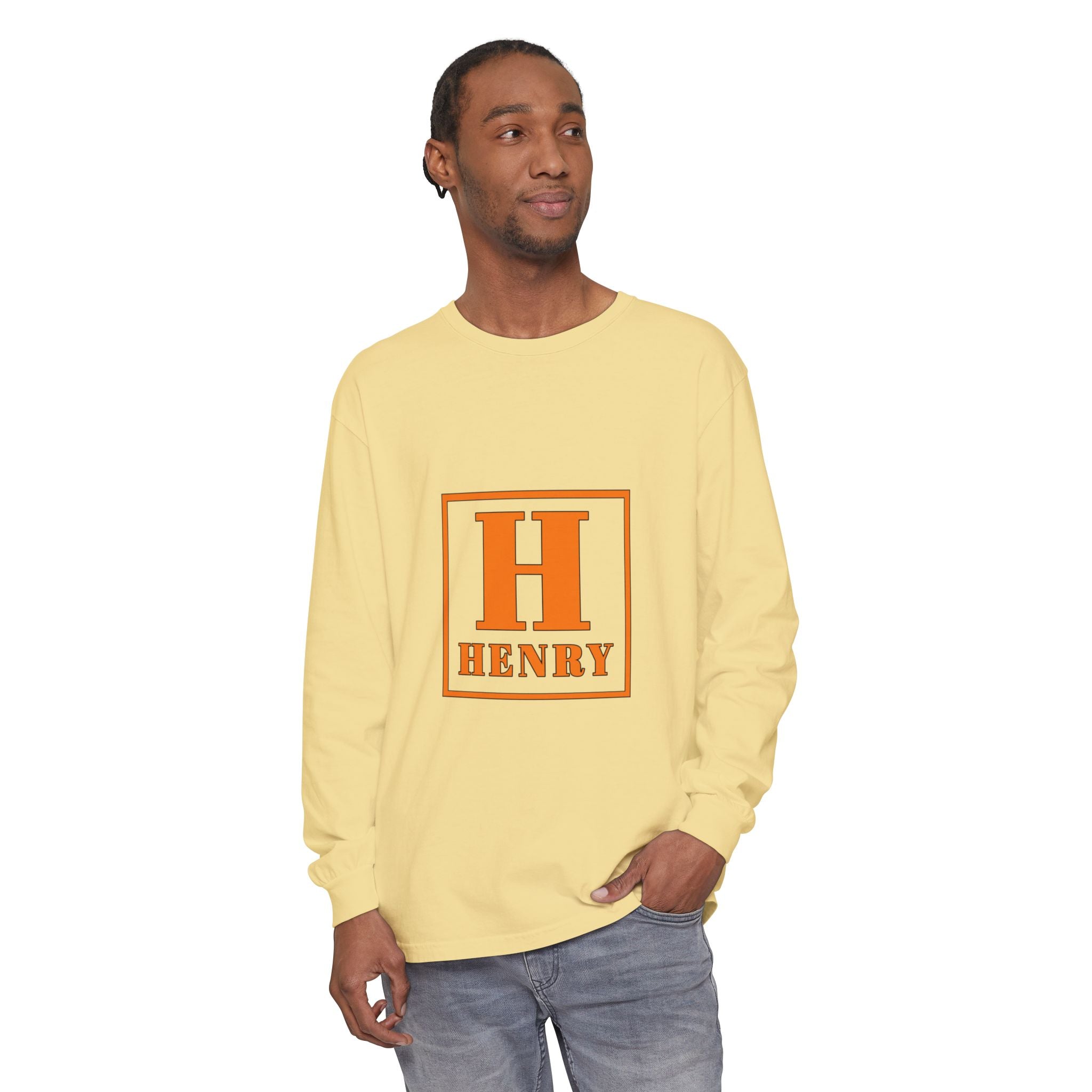 Henry Monogram Long Sleeve T‑Shirt — Personalized Block Initial Tee