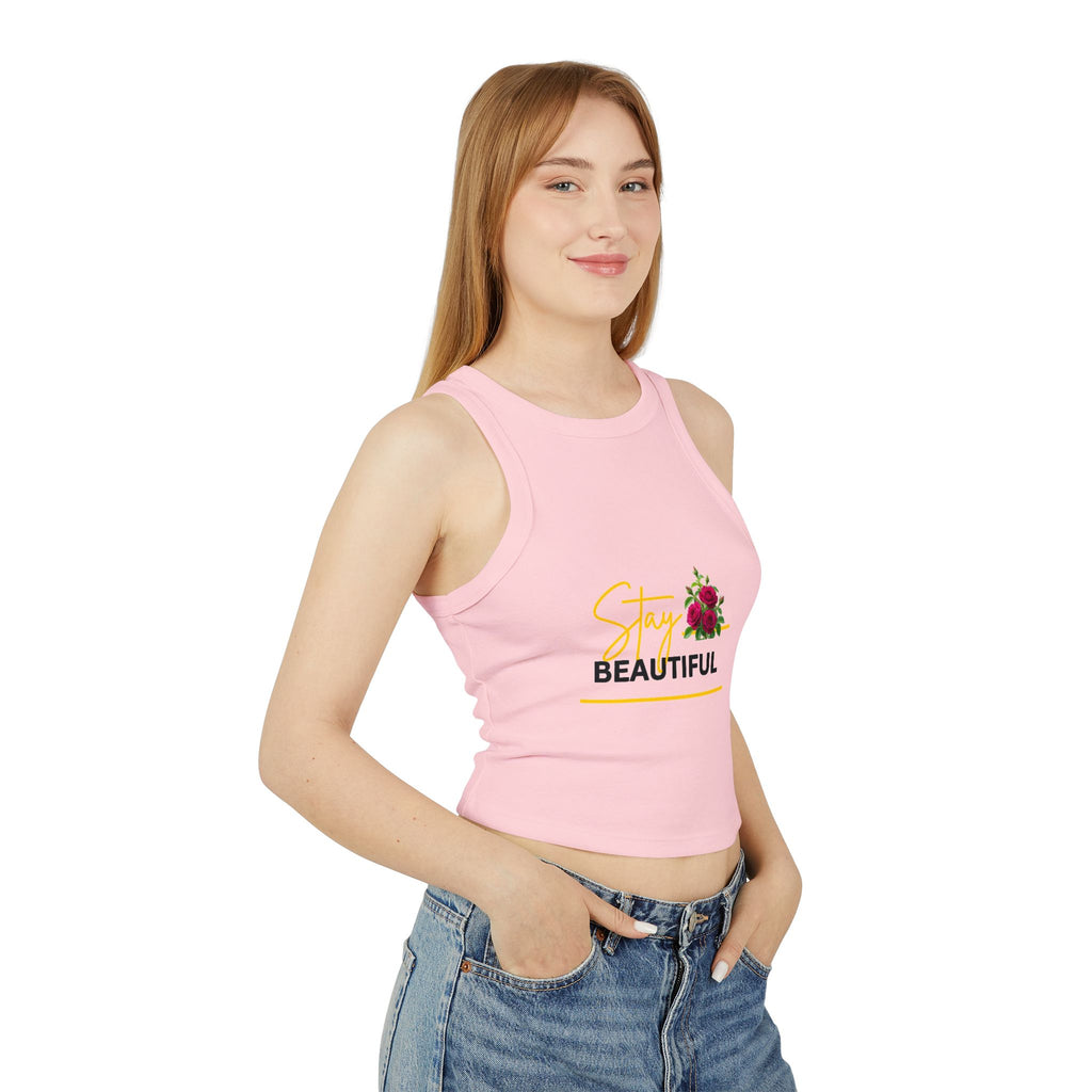 Stay Beautiful Floral Racer Tank Top