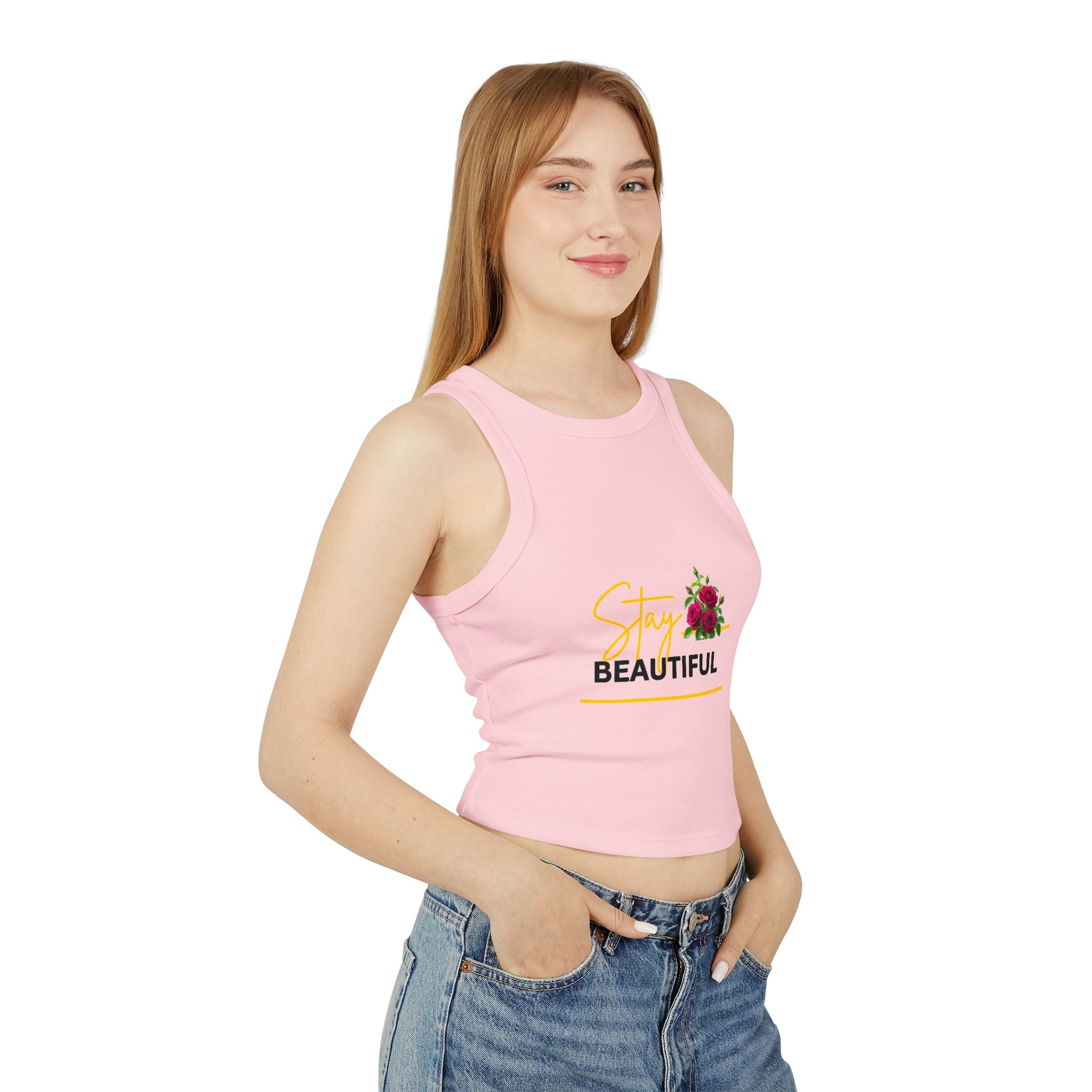 Stay Beautiful Floral Racer Tank Top