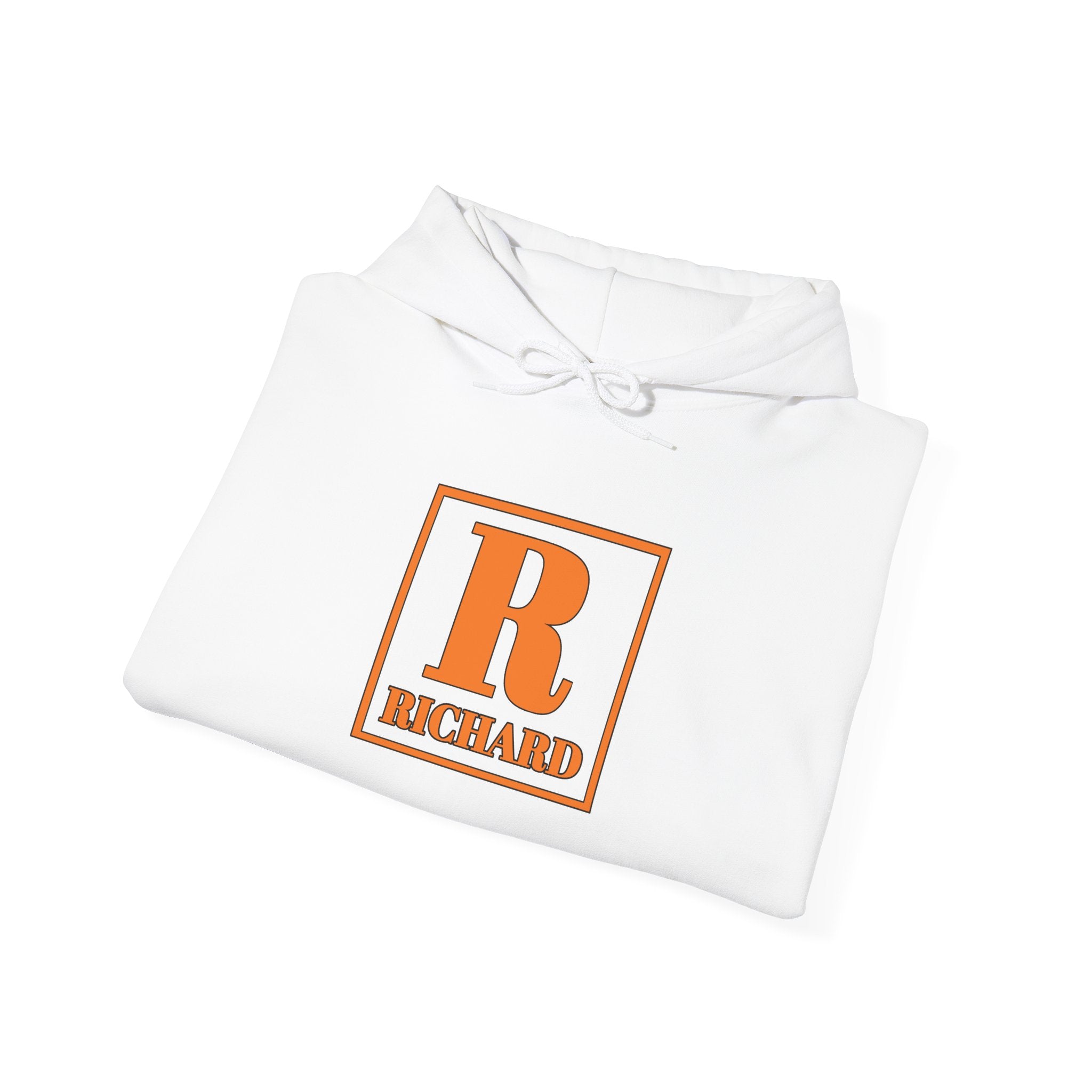 Personalized Initial R Hoodie – Retro Orange 'Richard' Name Sweatshirt