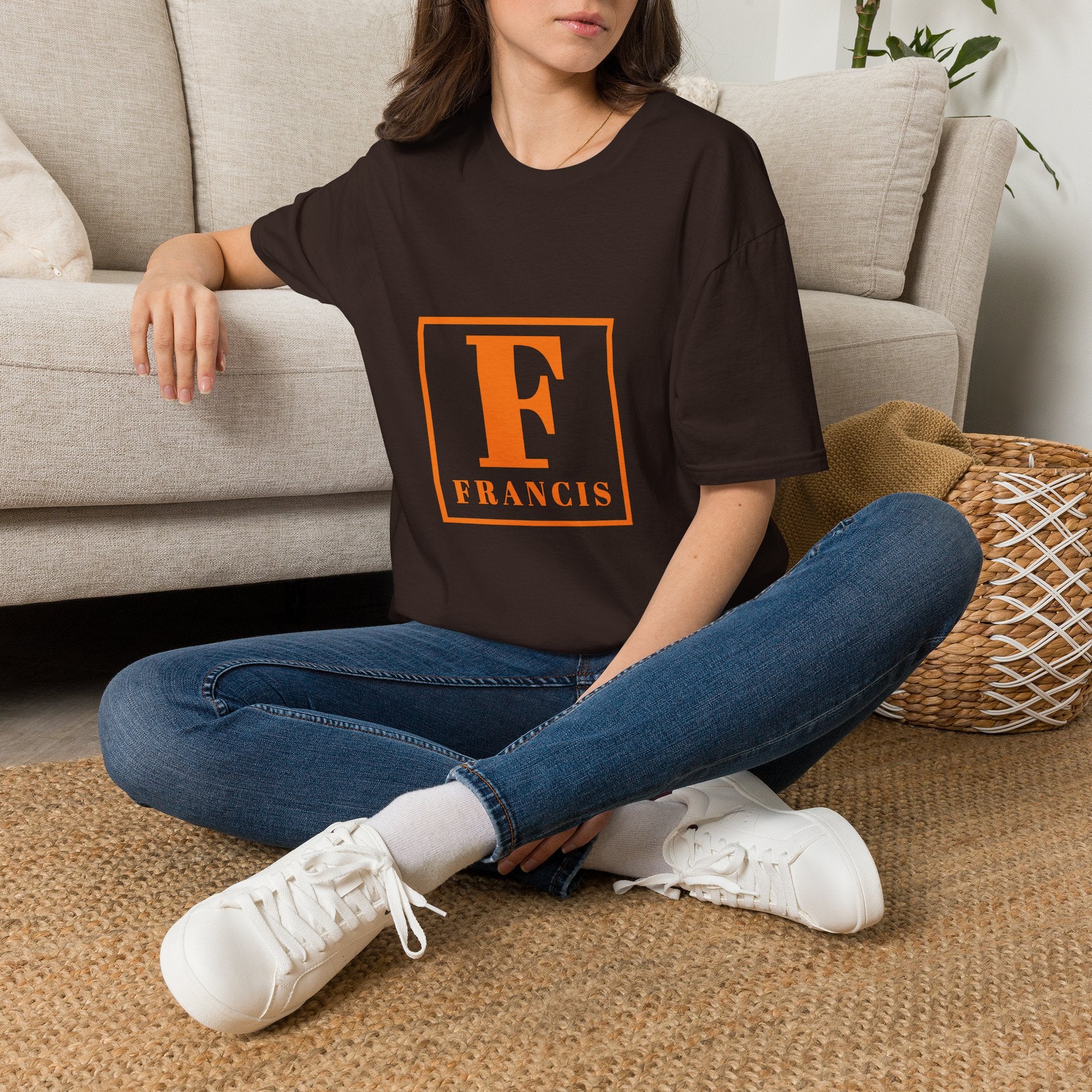 Monogram F Initial T-Shirt — Personalized 'Francis' Vintage Block Letter Tee