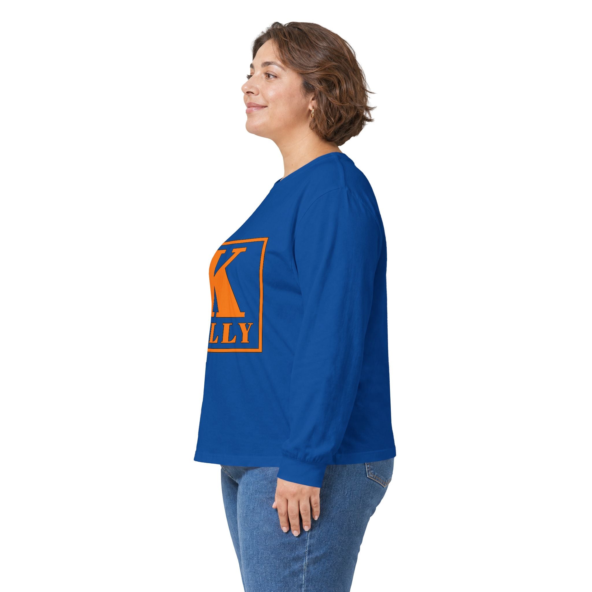 Kelly Monogram Long Sleeve Tee — Orange Block K Design