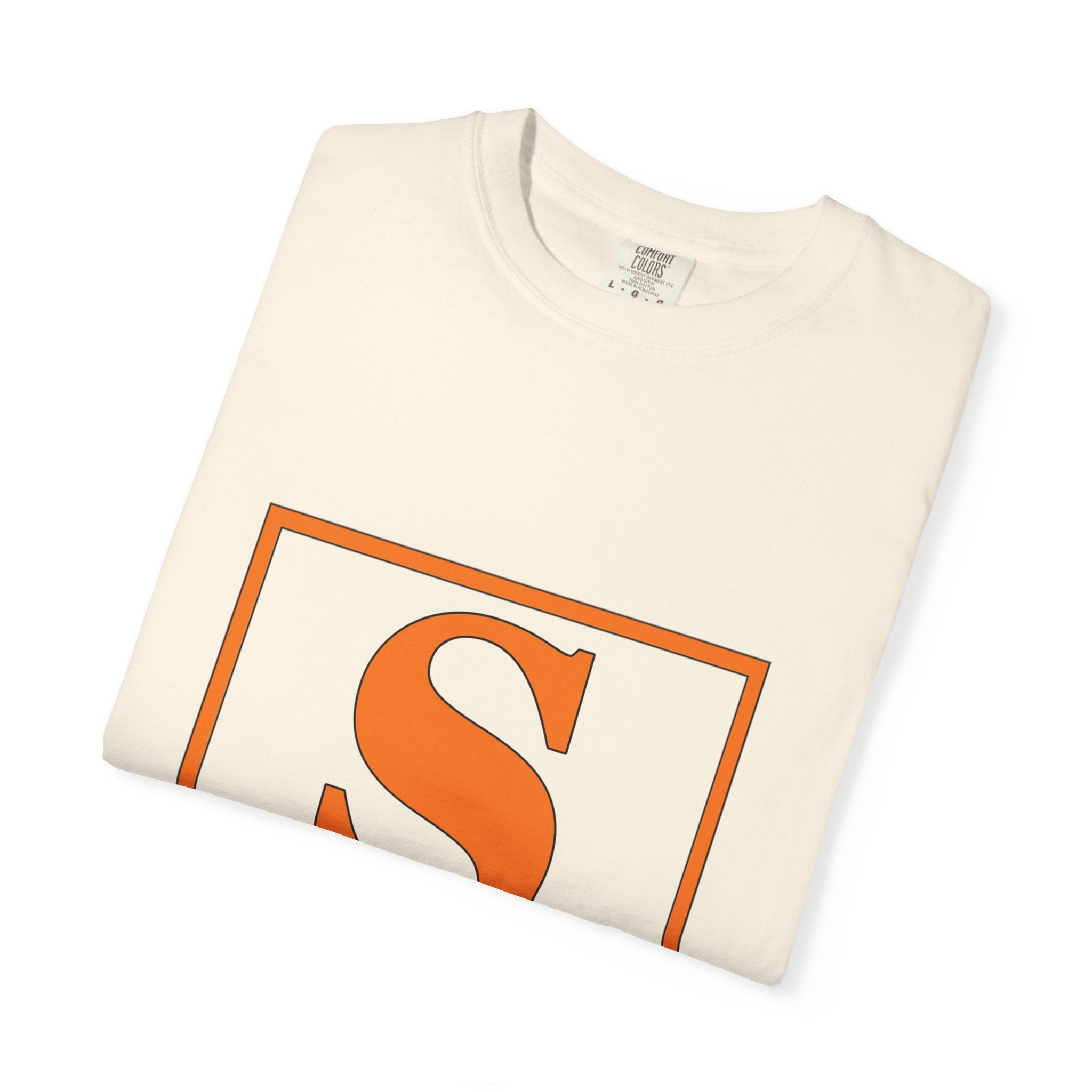 Steve Monogram T‑Shirt — Orange Initial Box Design