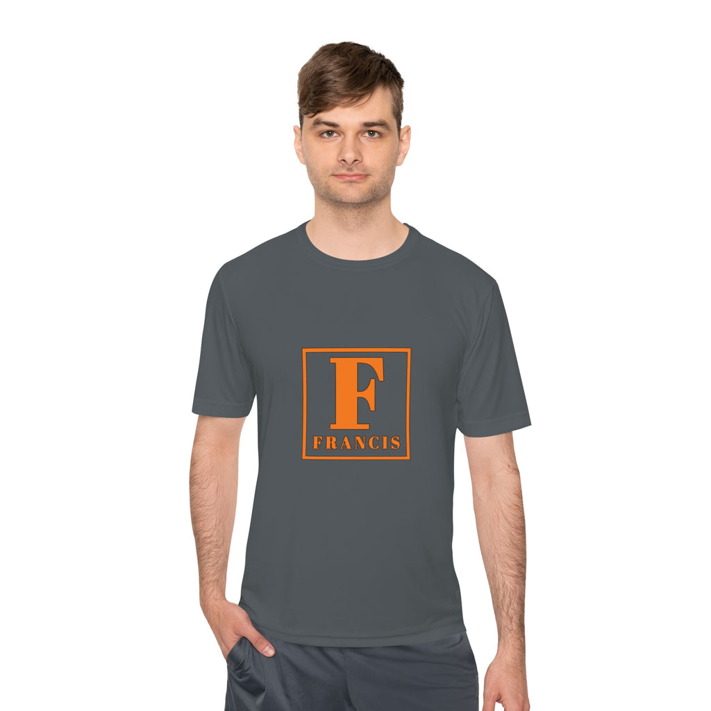 Francis Initial Tee — Orange Block Monogram Moisture-Wicking Shirt
