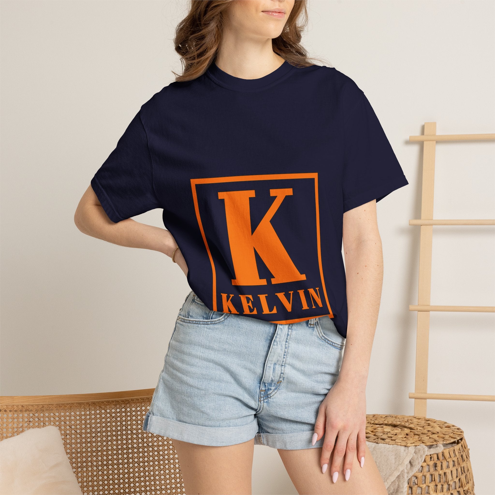 Kelvin Monogram T-Shirt — Bold Orange Initial Tee
