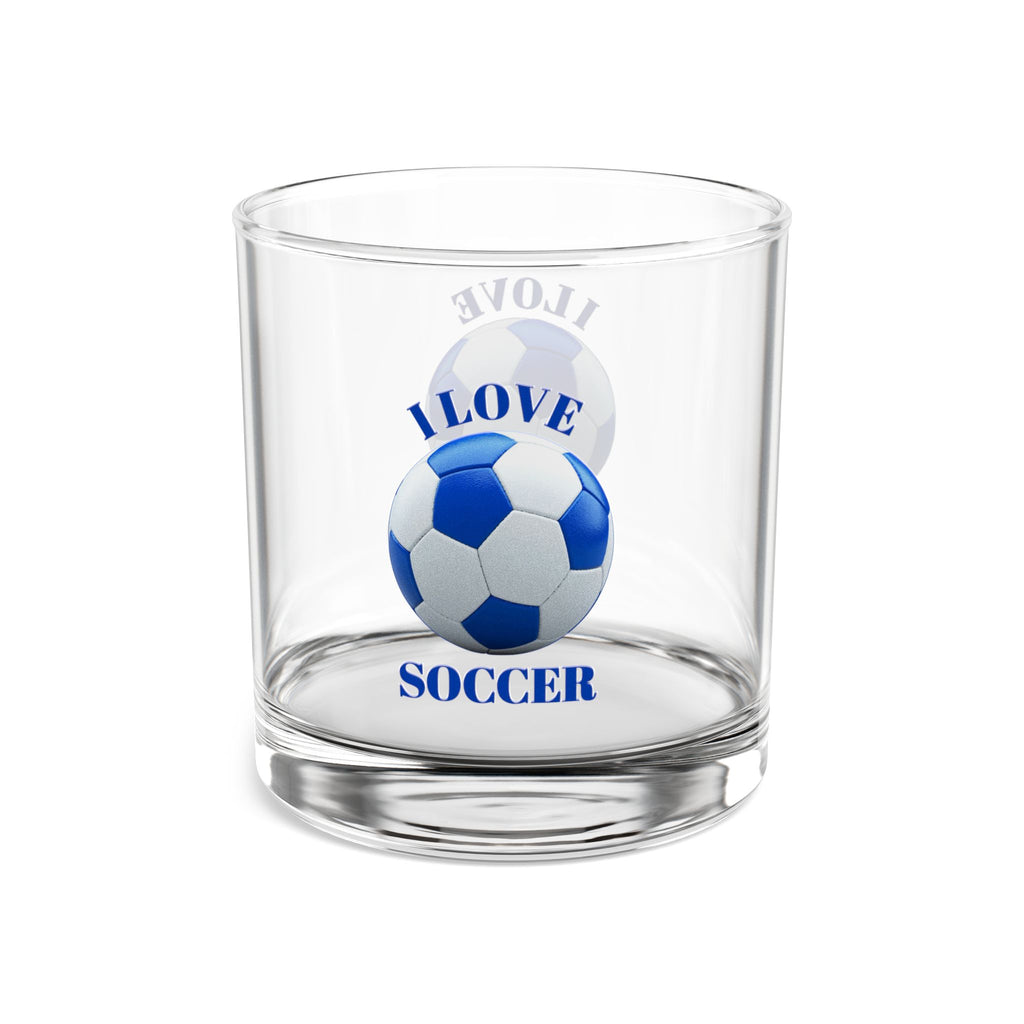 Soccer I Love Rocks Glass — 10oz Whiskey/Old Fashioned Glass, Football Fan Gift