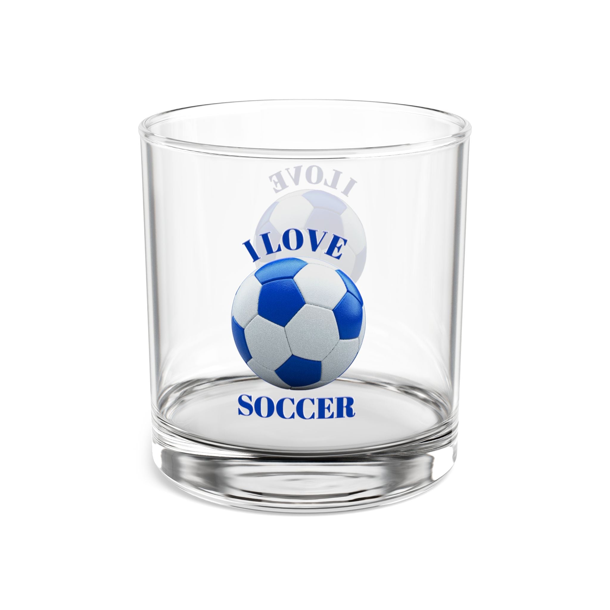 Soccer I Love Rocks Glass — 10oz Whiskey/Old Fashioned Glass, Football Fan Gift