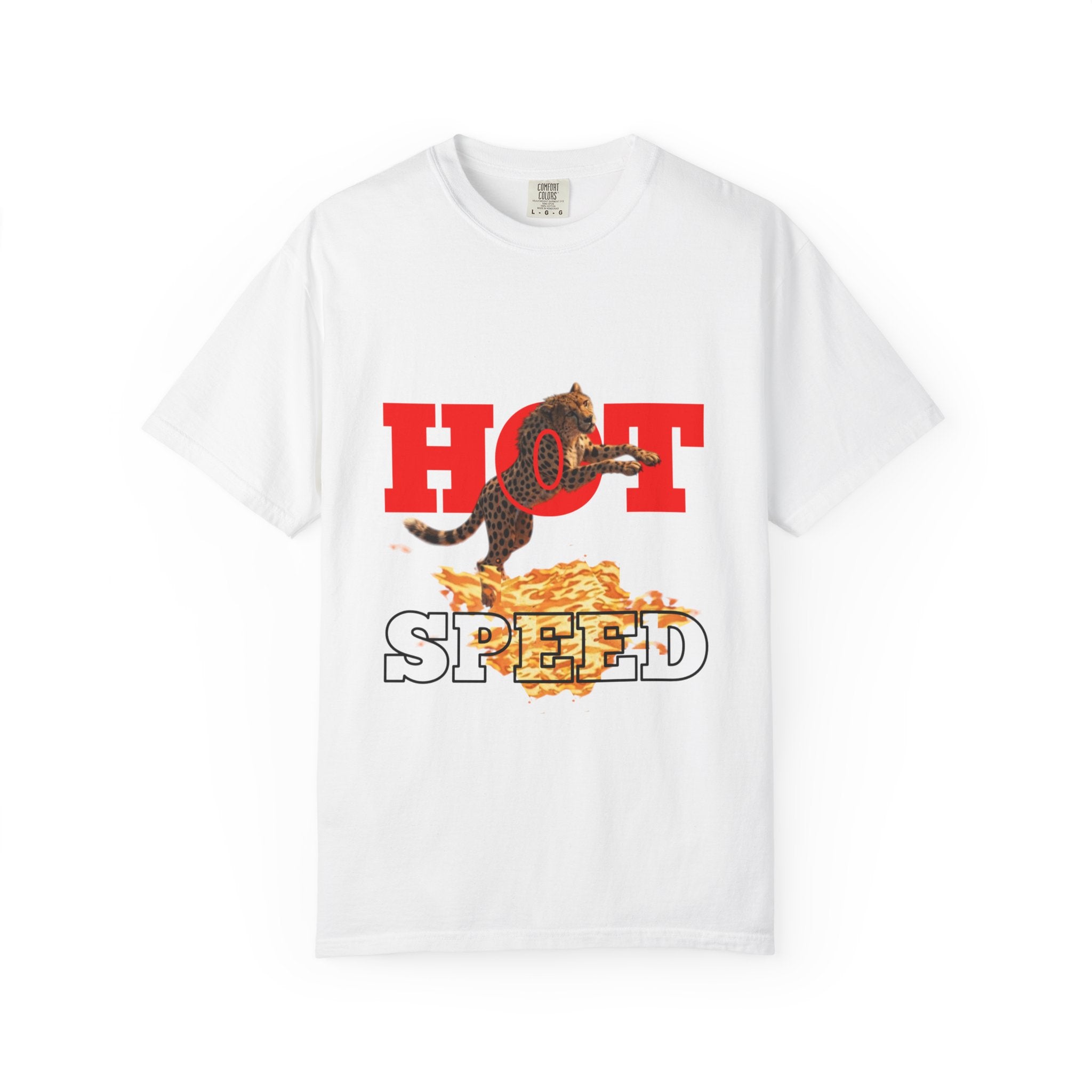 Hot Speed Graphic Tee — Retro Cat on Pizza Skateboard Shirt
