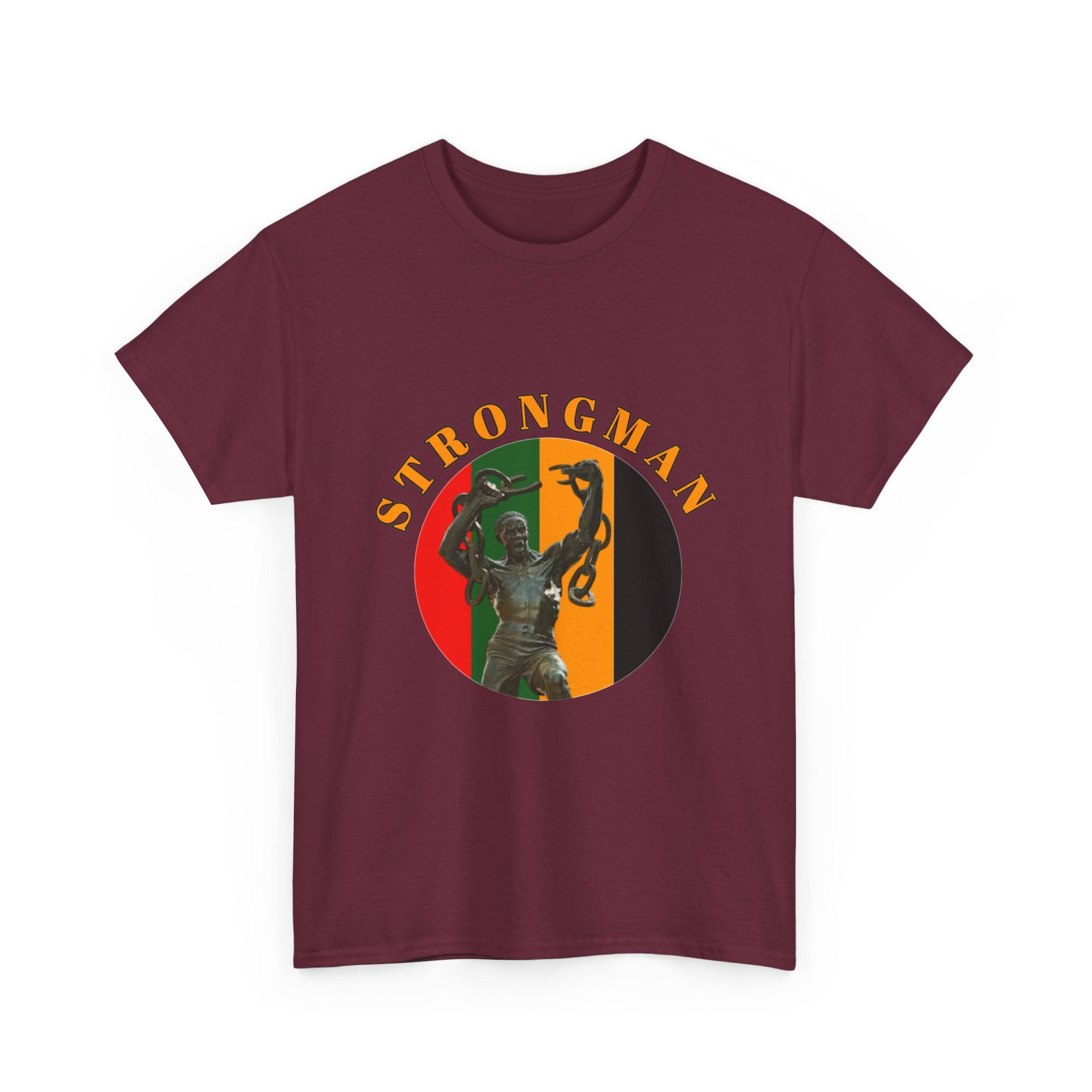 Strongman Retro Graphic Tee — Vintage Weightlifting Statue Design