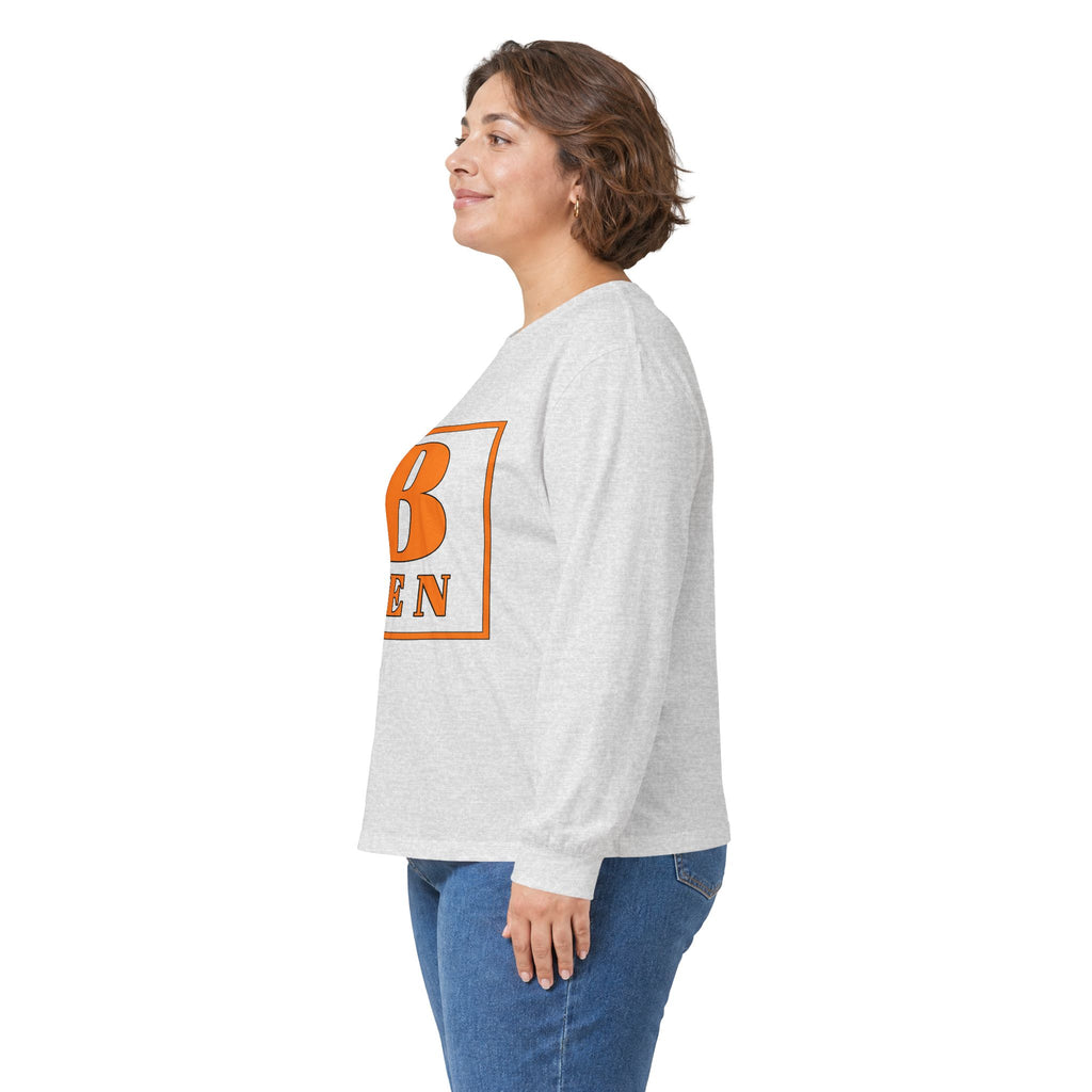 Ben Monogram Long Sleeve Tee — Orange Block Initial B Shirt