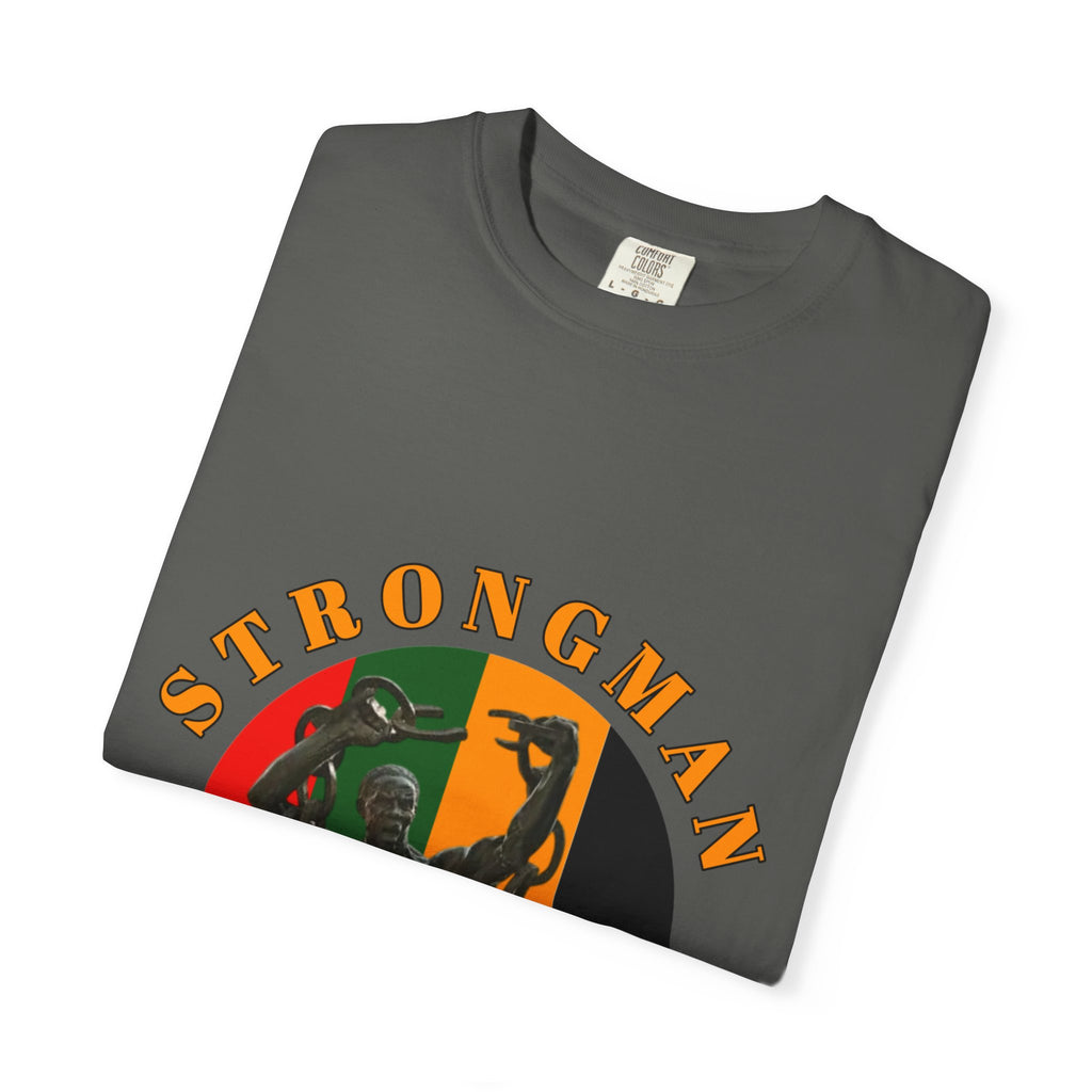 Strongman Statue Vintage-Style T-Shirt — Retro Weightlifting Graphic Tee