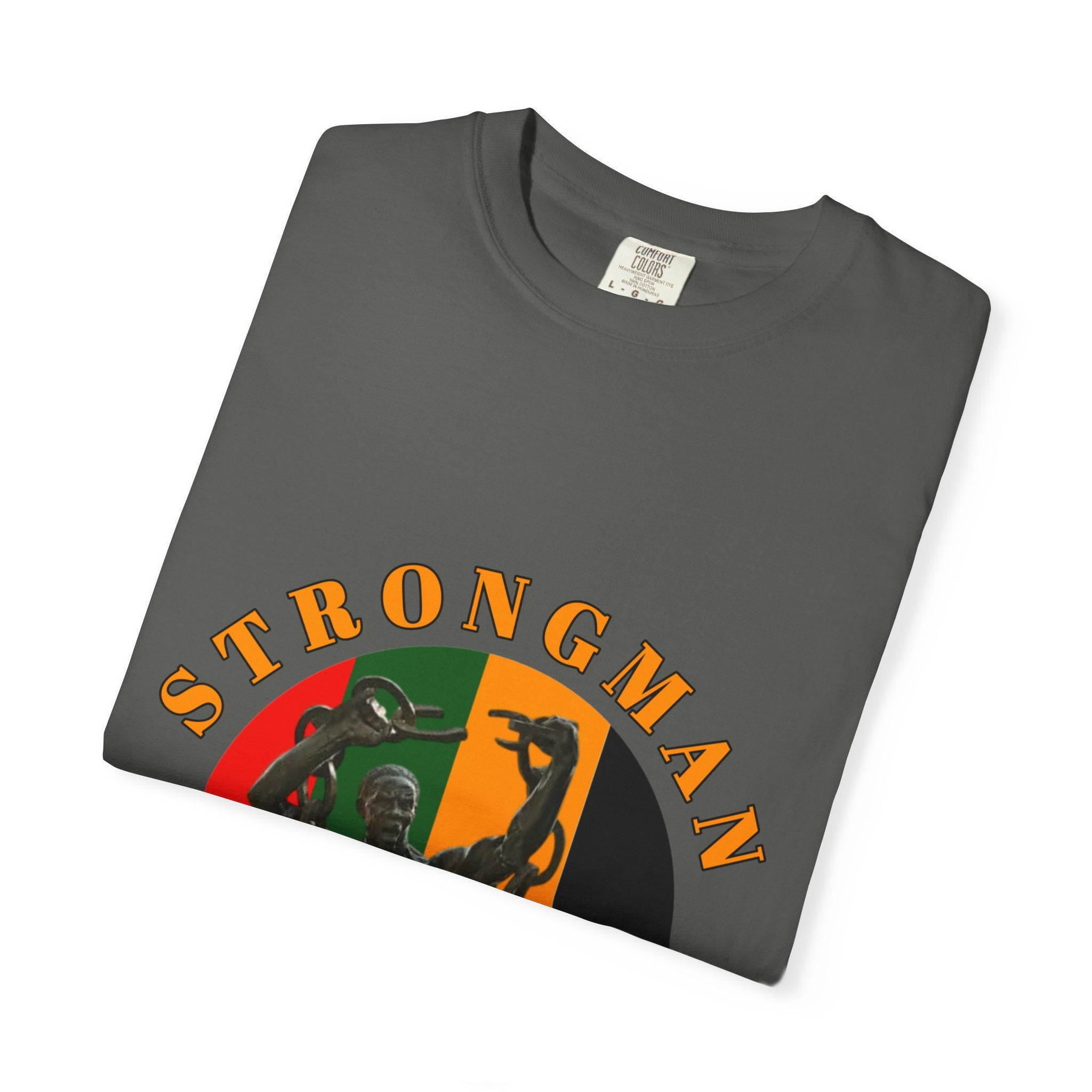 Strongman Statue Vintage-Style T-Shirt — Retro Weightlifting Graphic Tee