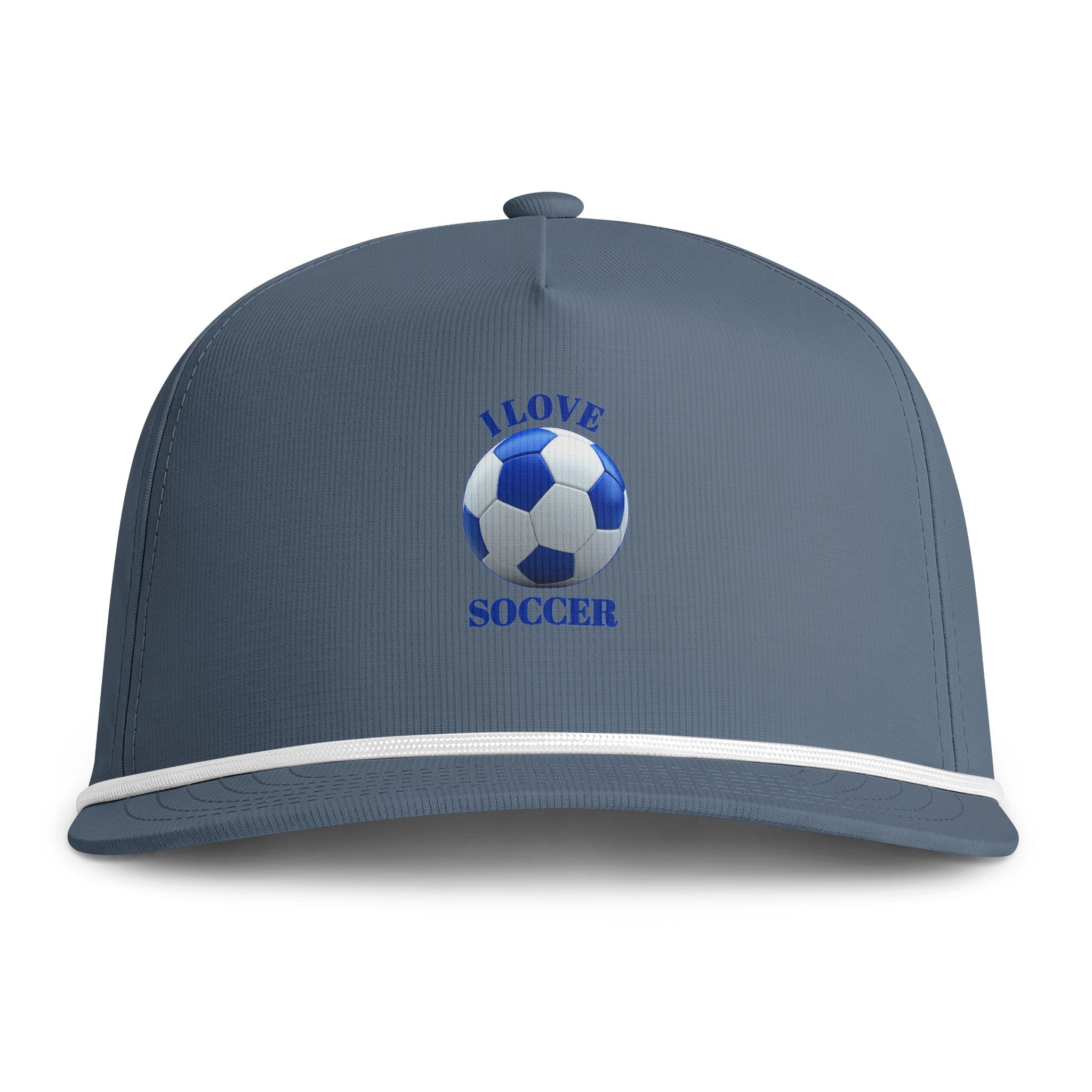 Soccer Cap — "I Love Soccer" Rope-Trim Sunwashed Hat