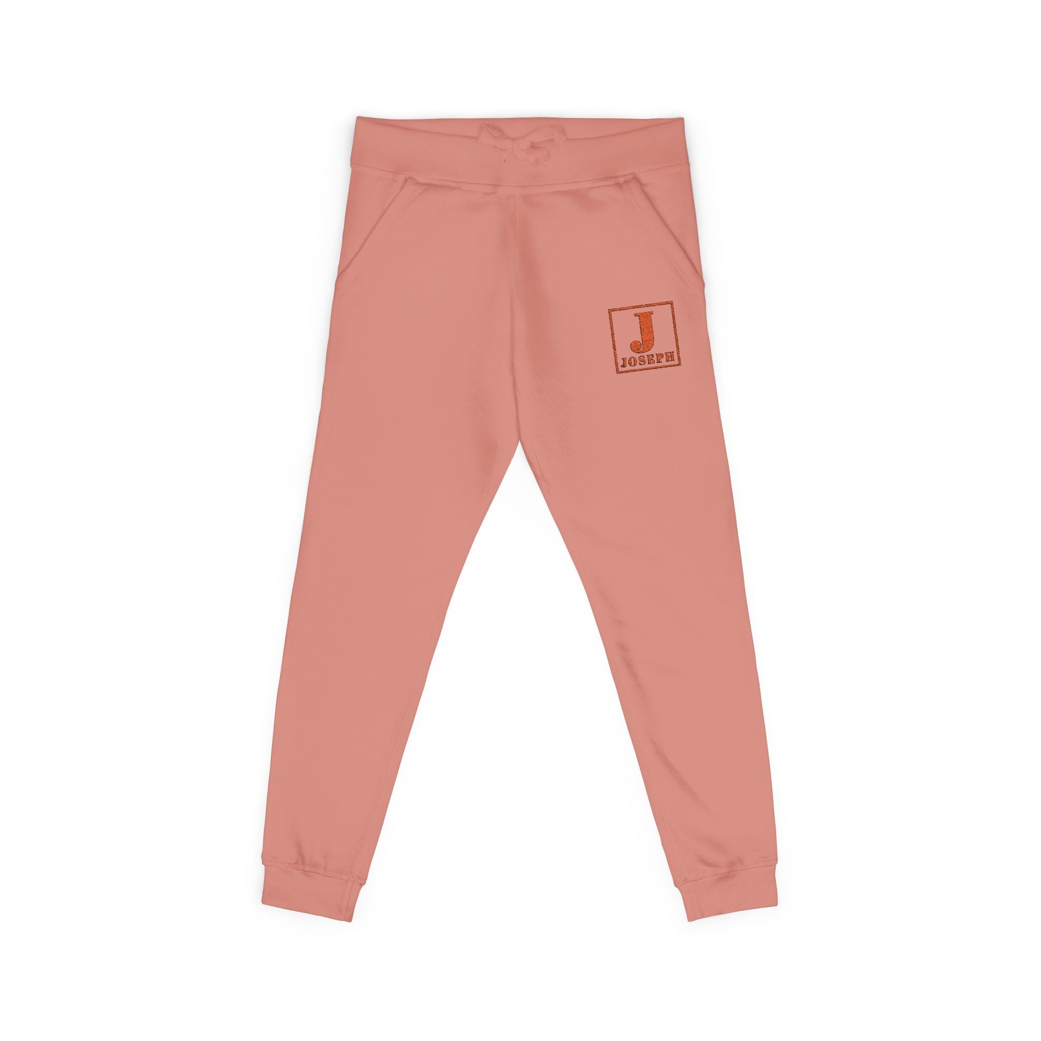 Embroidered Initial 'J' Fleece Sweatpants — Cozy White Joggers