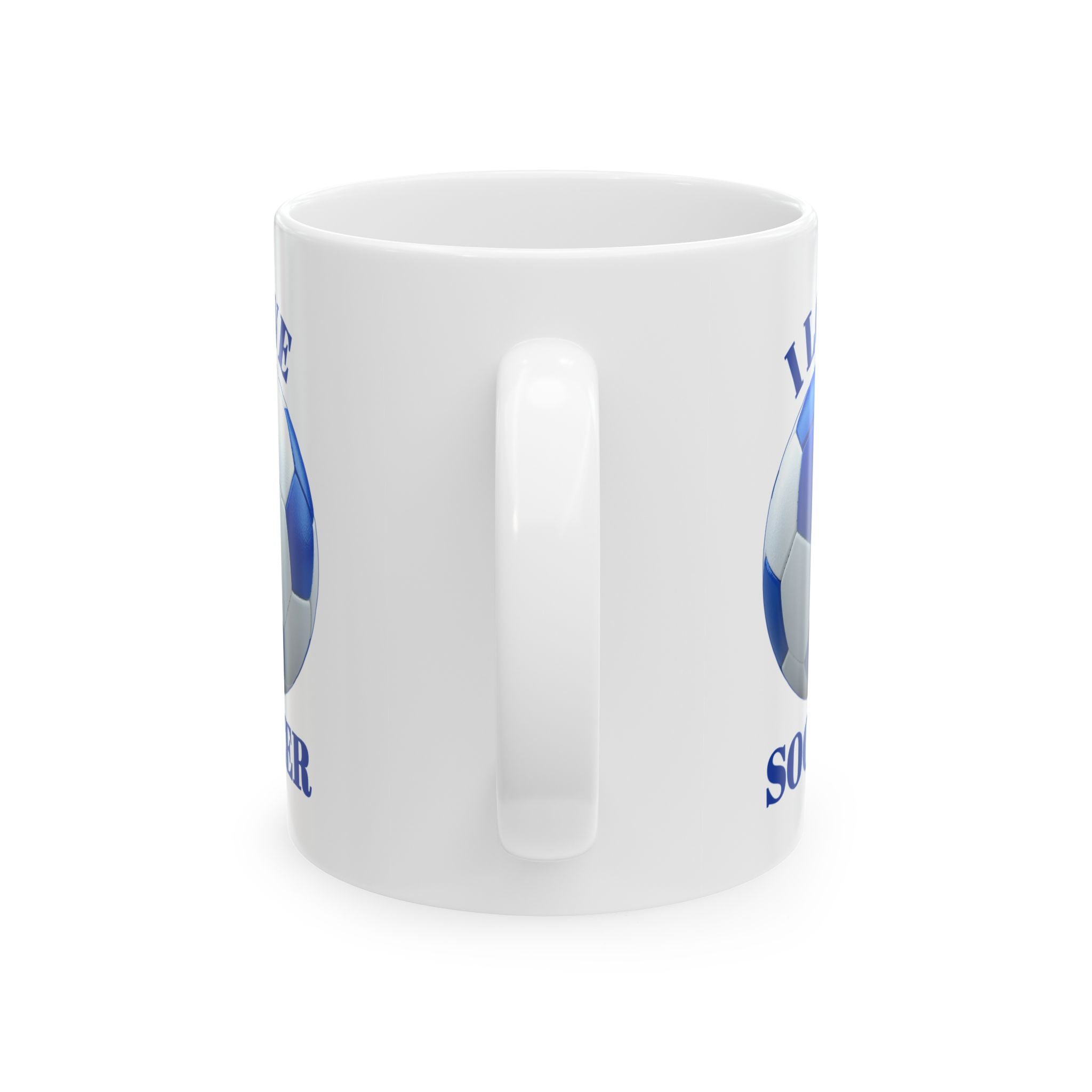 Soccer Mom Ceramic Mug — Blue Soccer Ball Coffee Cup (11oz & 15oz)