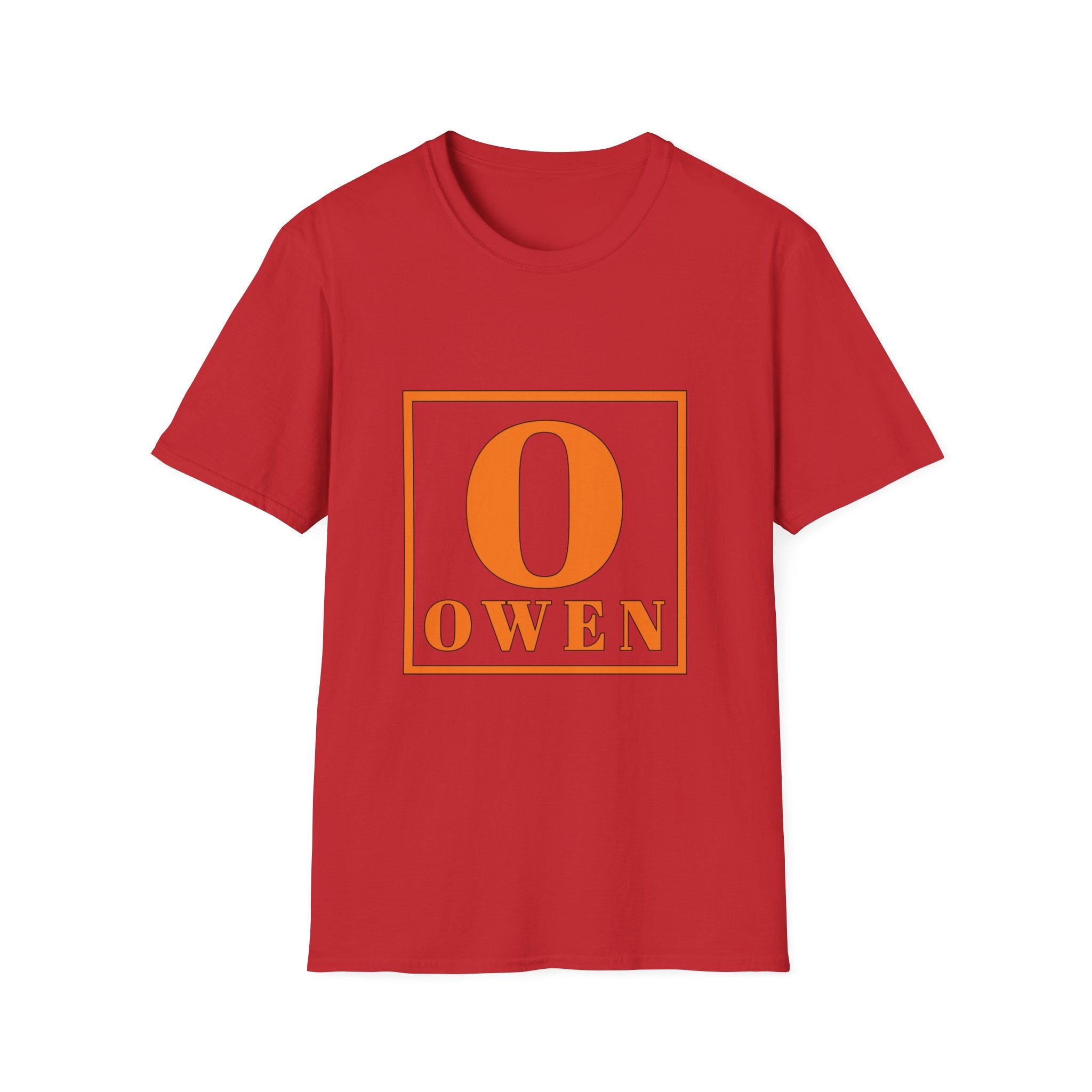 Personalized Name T‑Shirt — Orange Monogram 'O' Owen Tee