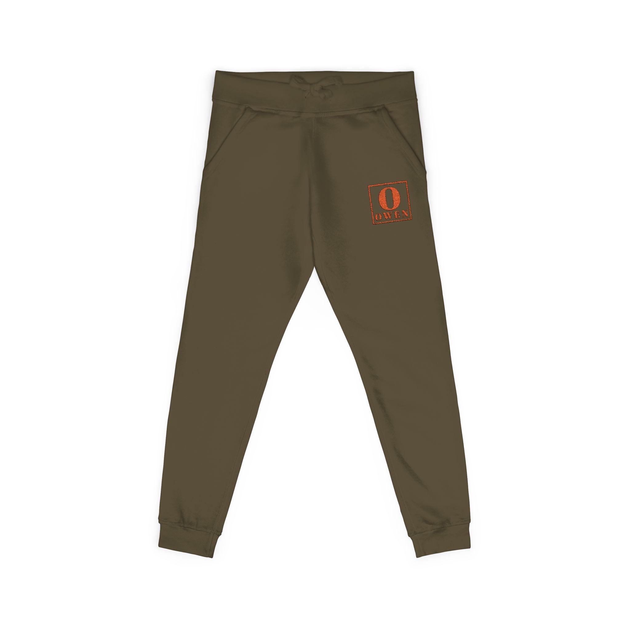 Embroidered Cozy Sweatpants — Minimal Orange Patch "0" Design