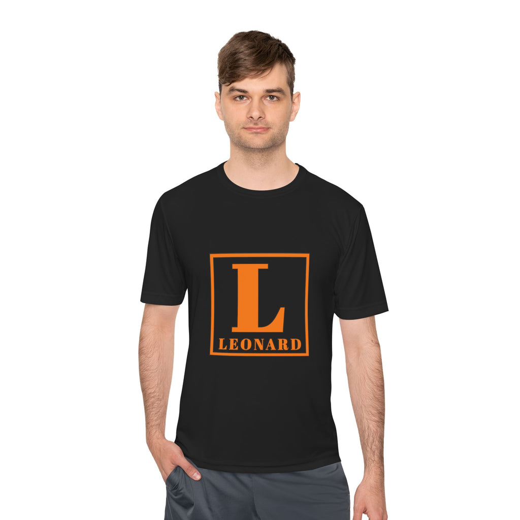 Leonard Monogram Tee — Orange Initial L Athletic Moisture-Wicking Shirt