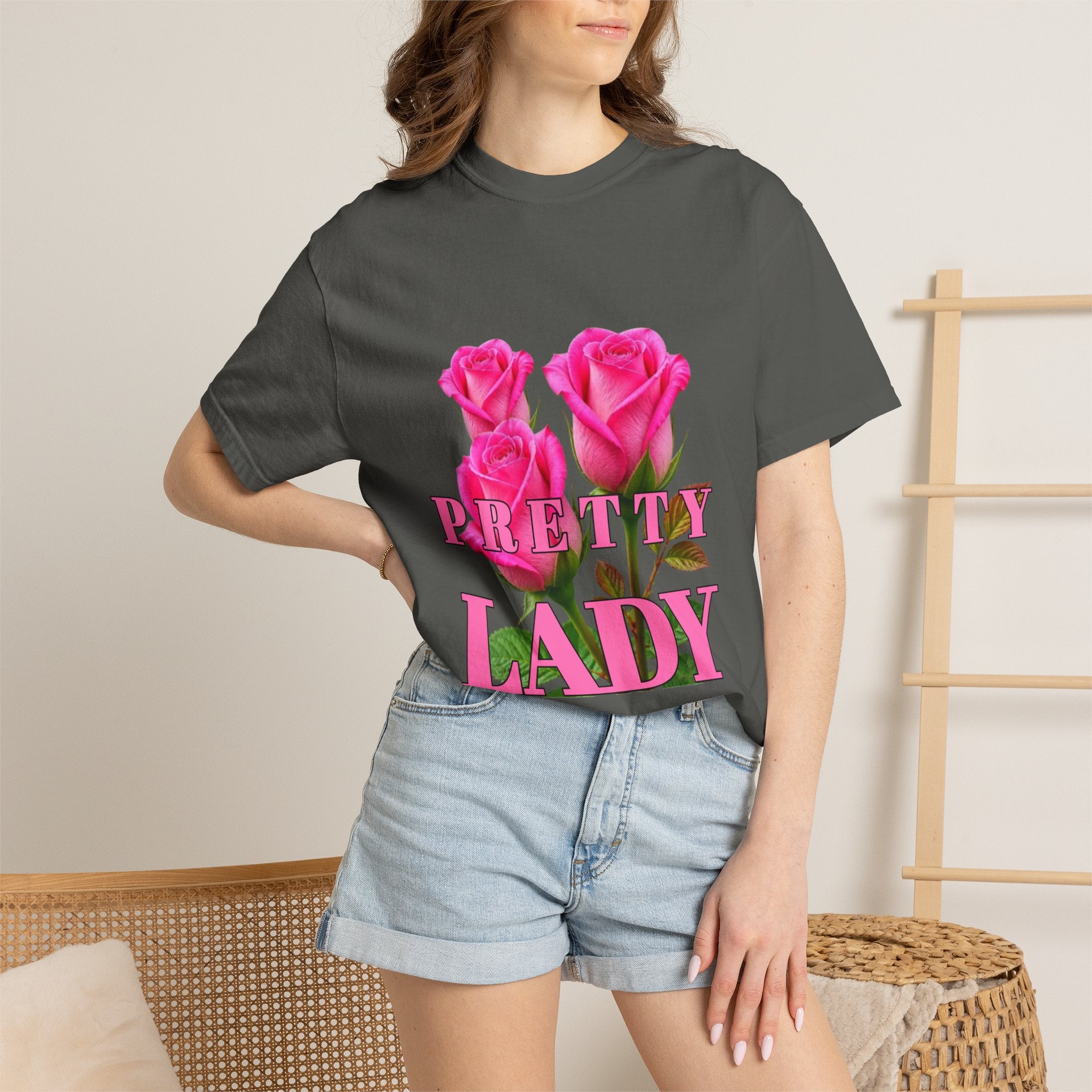 Pretty Lady T-Shirt — Pink Rose Graphic Tee