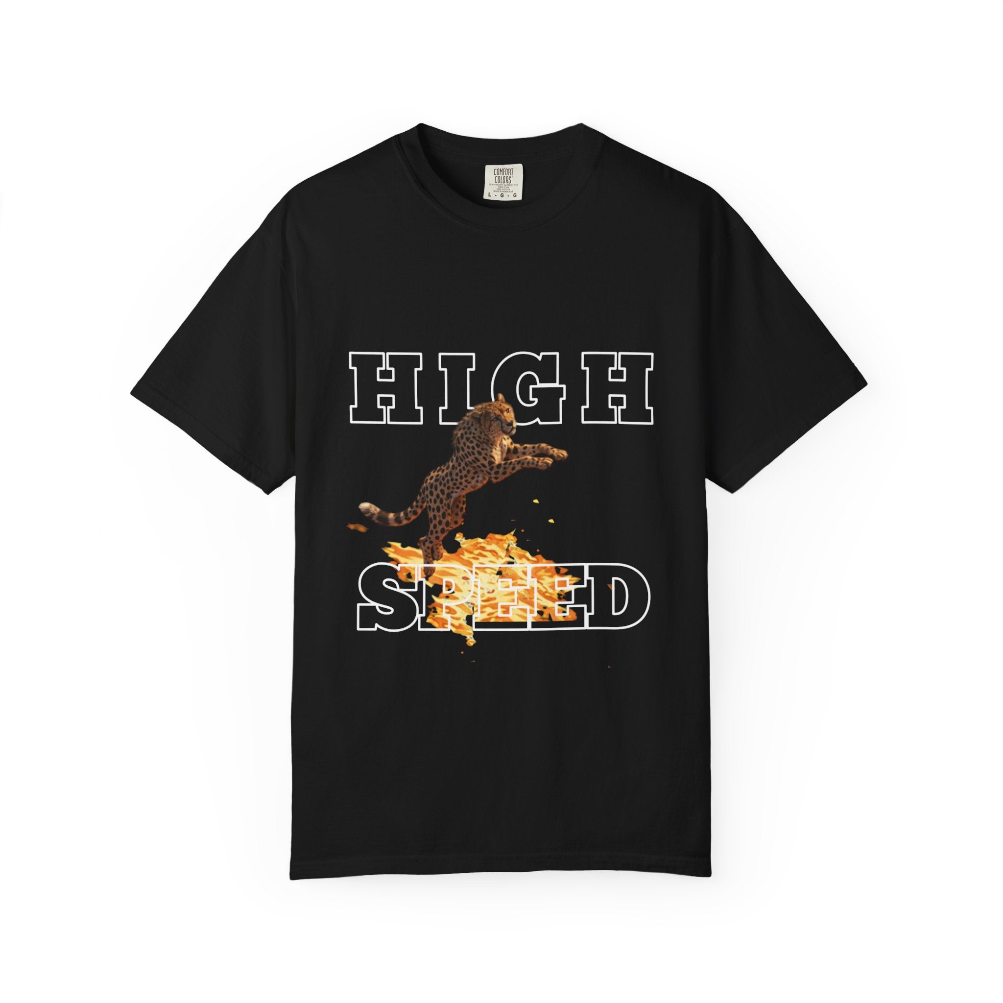 Cheetah Jumping on Fire T-Shirt — Funny Pizza Lover Graphic Tee