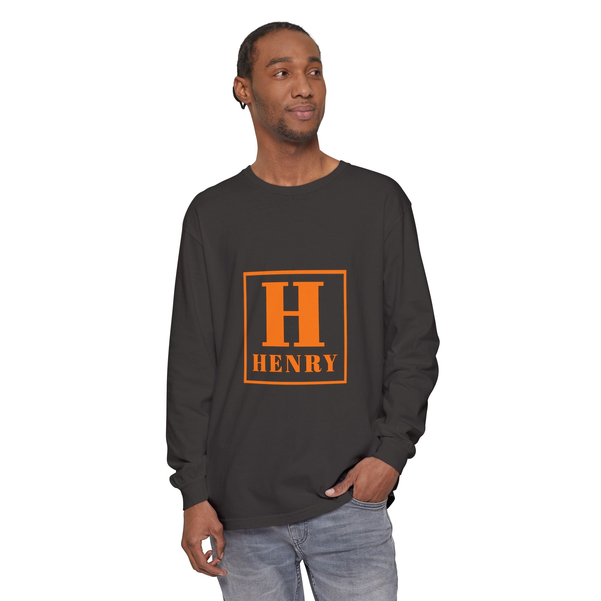 Henry Monogram Long Sleeve T‑Shirt — Personalized Block Initial Tee