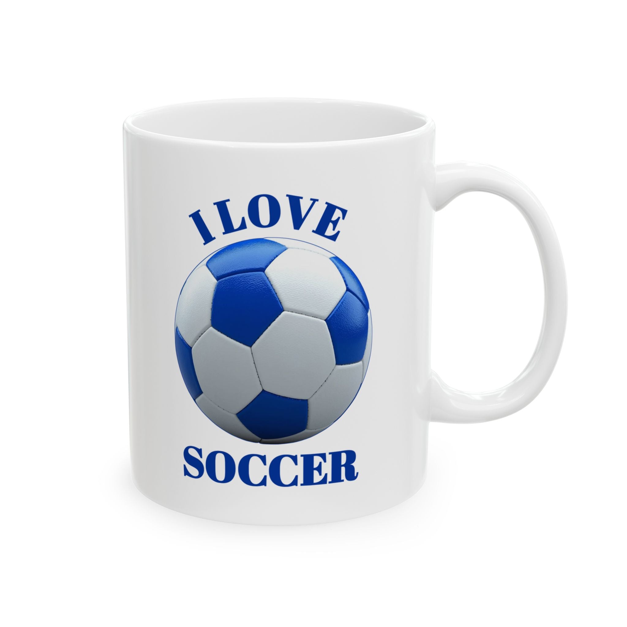 Soccer Mom Ceramic Mug — Blue Soccer Ball Coffee Cup (11oz & 15oz)